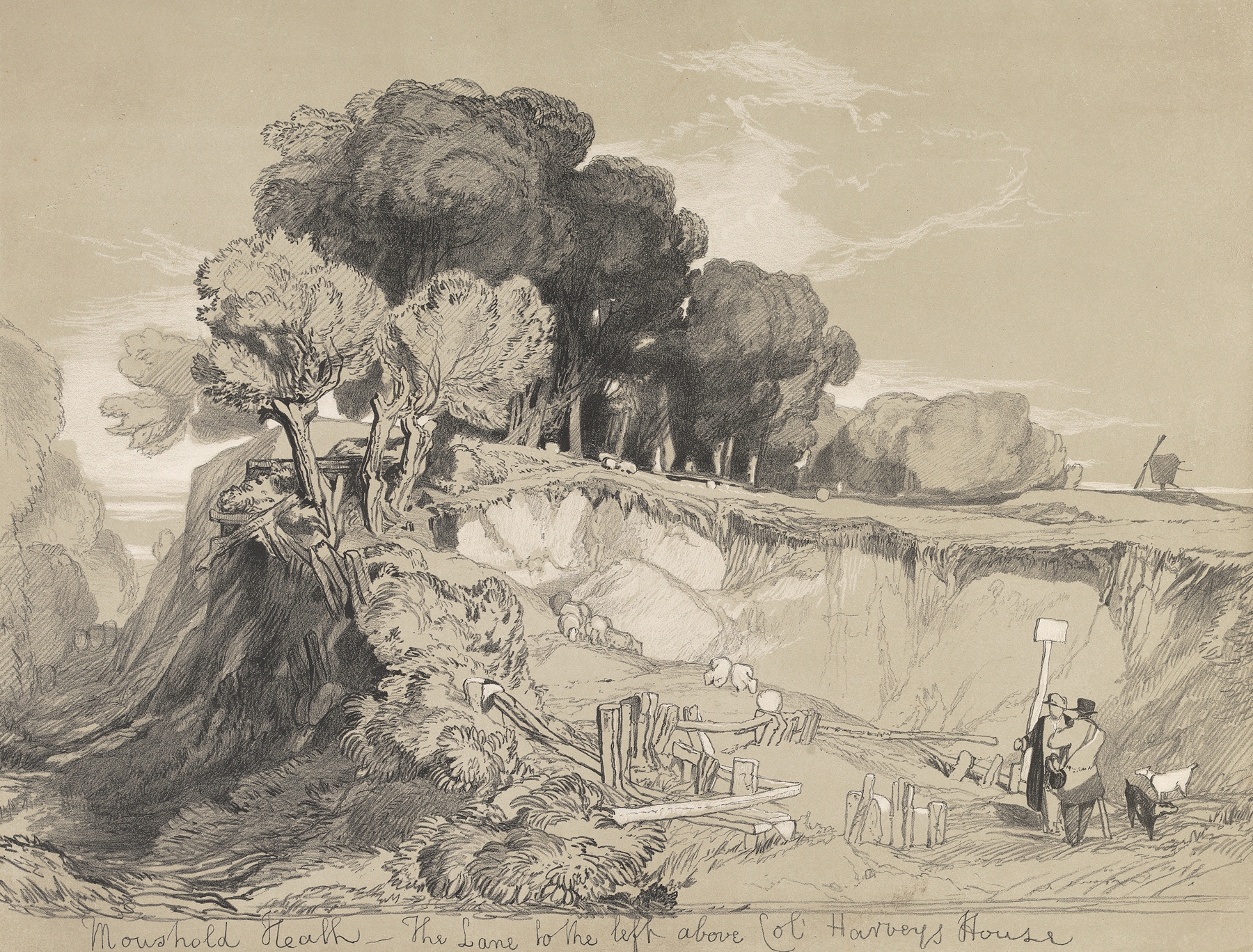 Watercolour by Miles Edmund Cotman depicting a serene lane through lush greenery