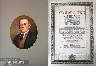Portrait of Conrad Georg Thieme, oil on cardboard by R. Grimm-Sachsenberg