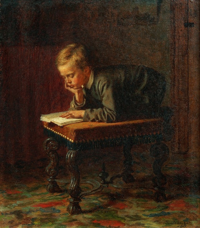 A young boy absorbed in reading, showcasing the charm of everyday life.