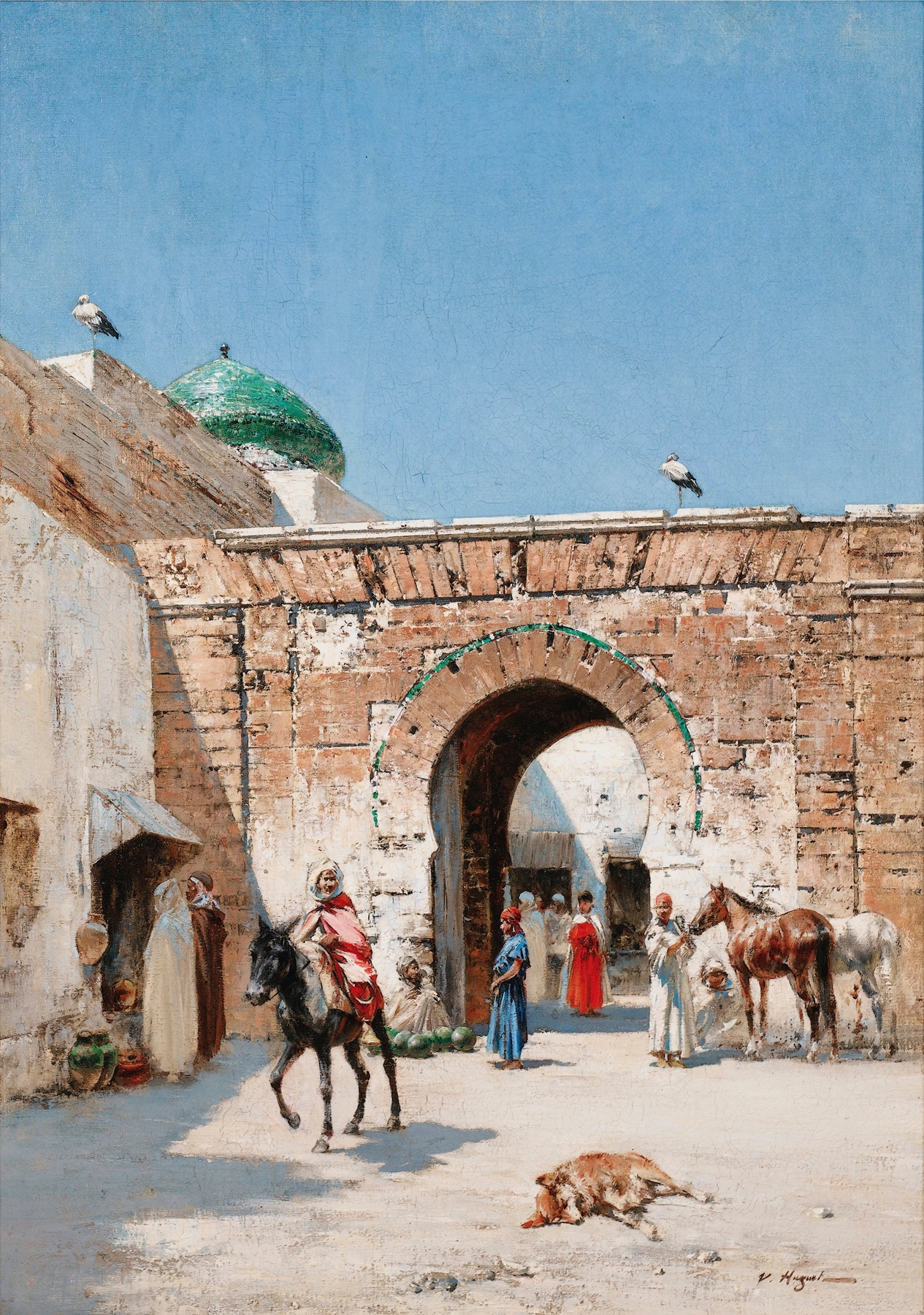 Horseman At The Door Of A North-African Town, by Victor Huguet, public domain