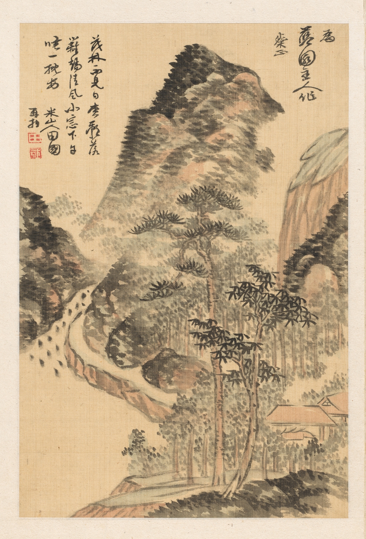 Ink on paper by Okada Beisanjin depicting a woman in a kimono resting during summer.