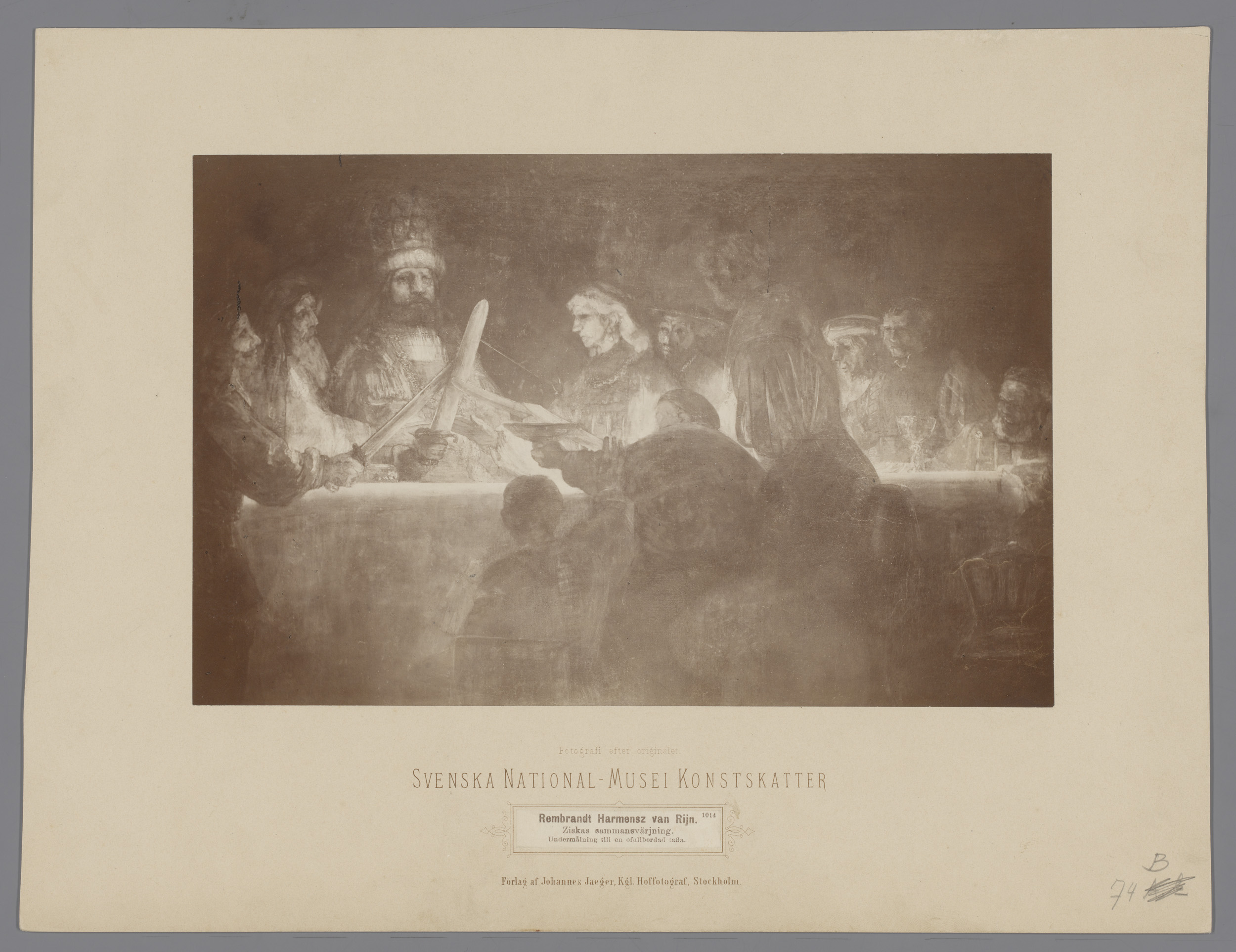 Albumen print by Johannes Jaeger depicting the Batavians' oath under Claudius Civilis