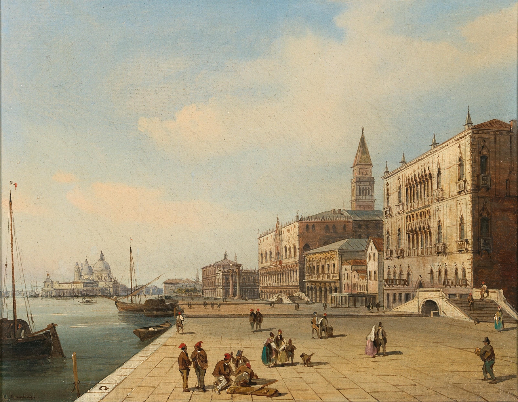 Impressionist landscape of Venice, Riva degli Schiavoni by Carlo Grubas