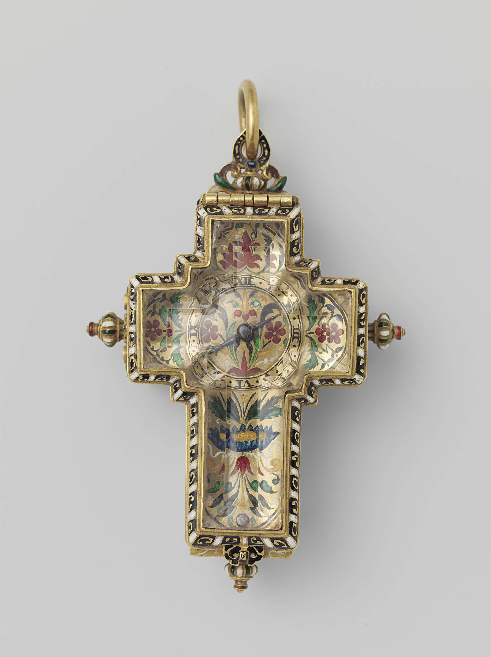 Cruciform Watch by Robert Dieu, metal medium, featuring a cross silhouette against light and shadow.