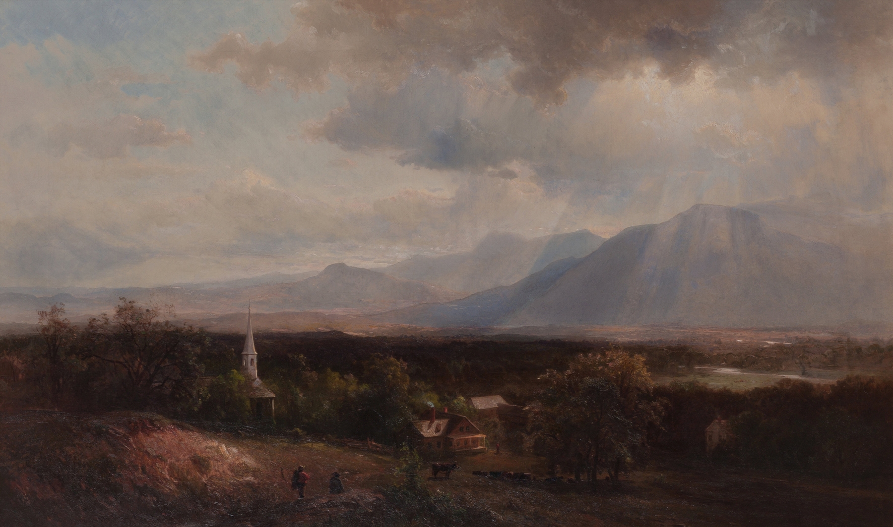 Snowy mountains landscape by Hermann Fuechsel, oil on canvas