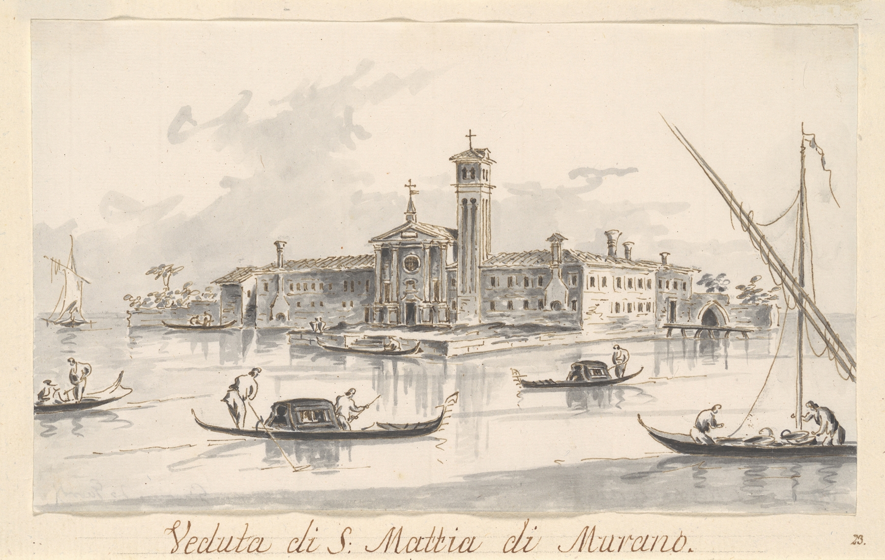 The Church and Convent of San Mattia di Murano by Giacomo Guardi, oil painting