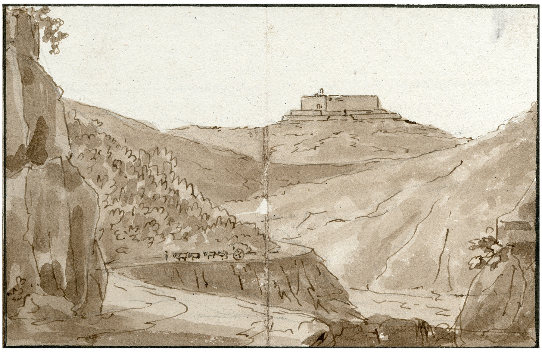 Kasteel Bellegarde in de Pyrenéén, oil on canvas by Otto Howen