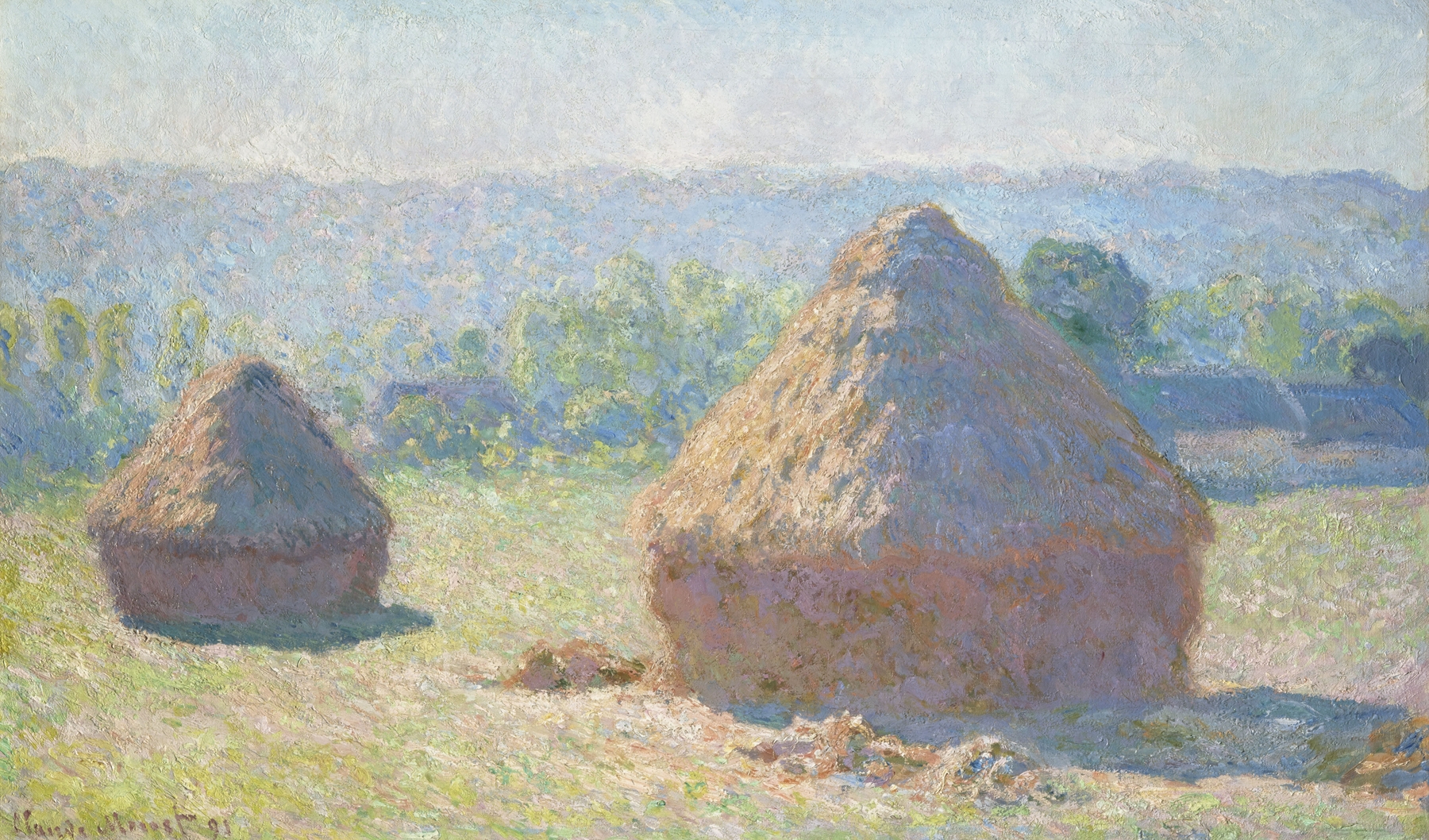 Haystacks, end of Summer, by Claude Monet, public domain