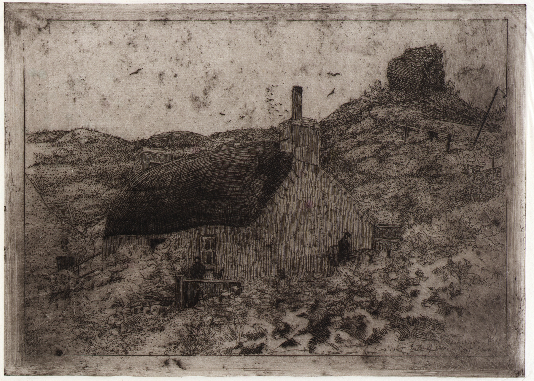 Fisherman’s Hut on the Hill by Julian Alden Weir, oil painting depicting a tranquil landscape.