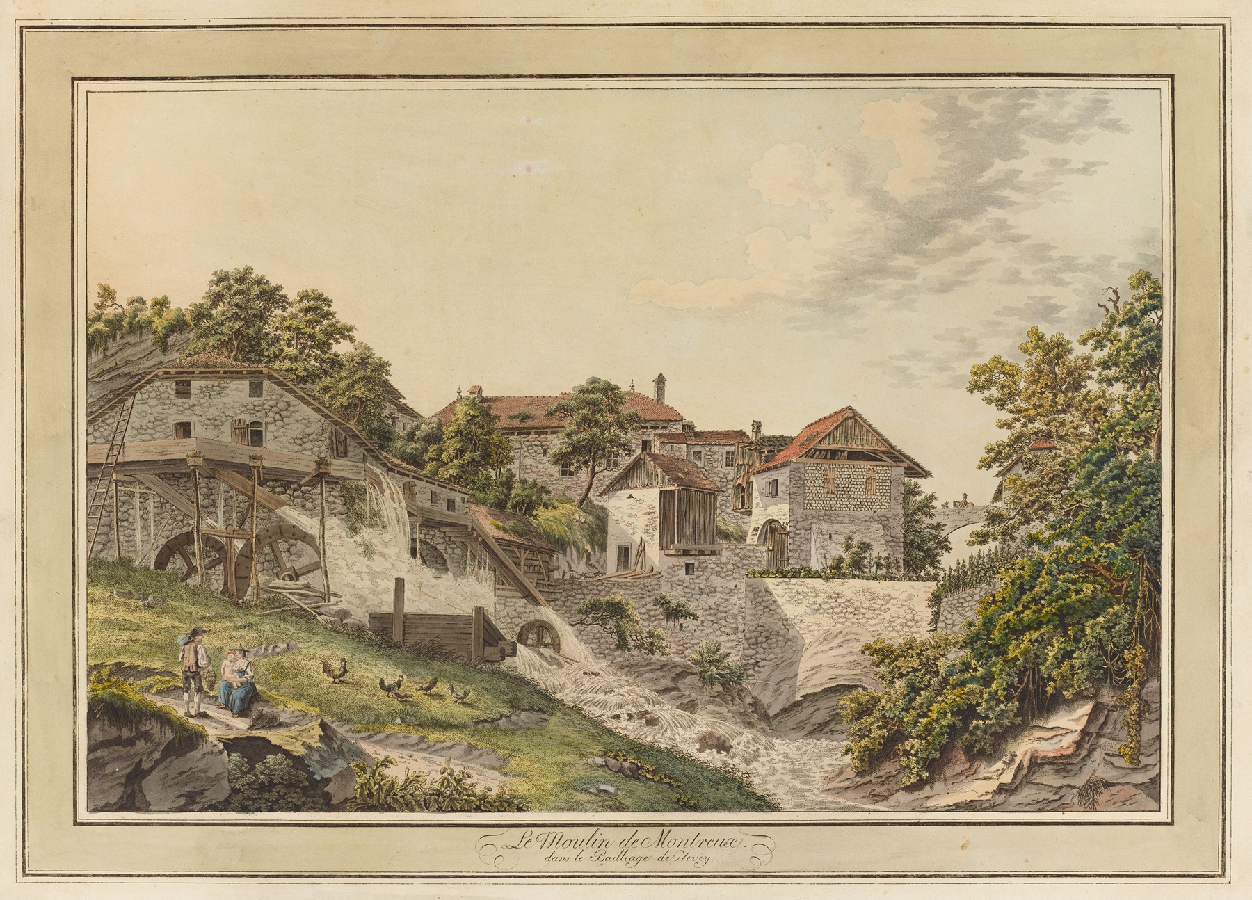 Landscape with a mill and river, oil on canvas by Pierre Samuel Louis Joyeux