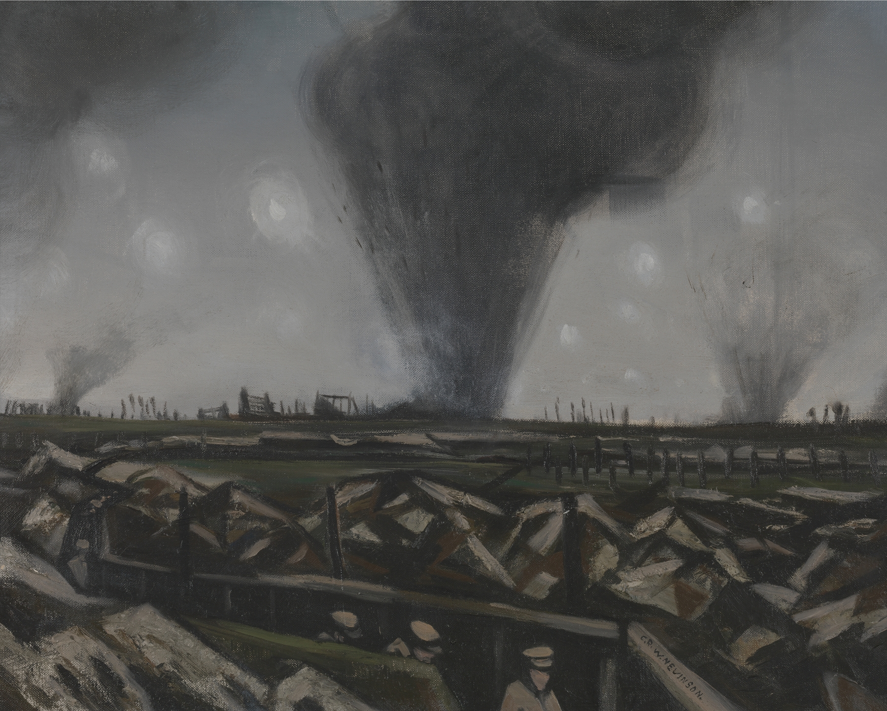 The Strafing, Christopher Nevinson, by Christopher R. W. Nevinson, public domain