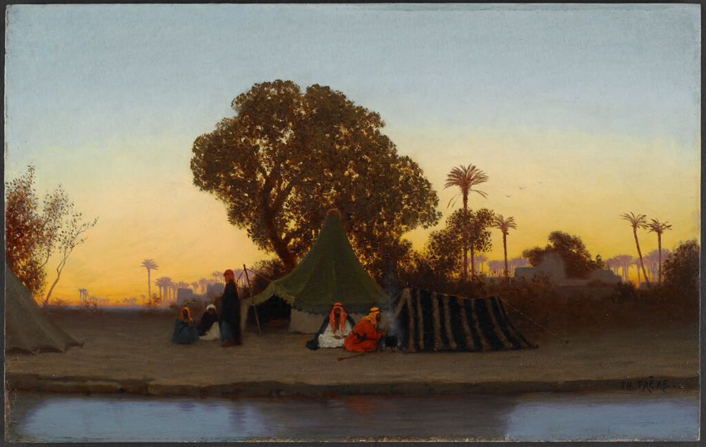Arab Encampment at Sunset, by Charles Théodore Frère, public domain