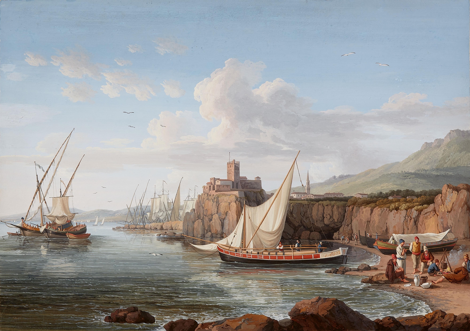 Blick auf Aci Castello, by Jacob Philipp Hackert, public domain