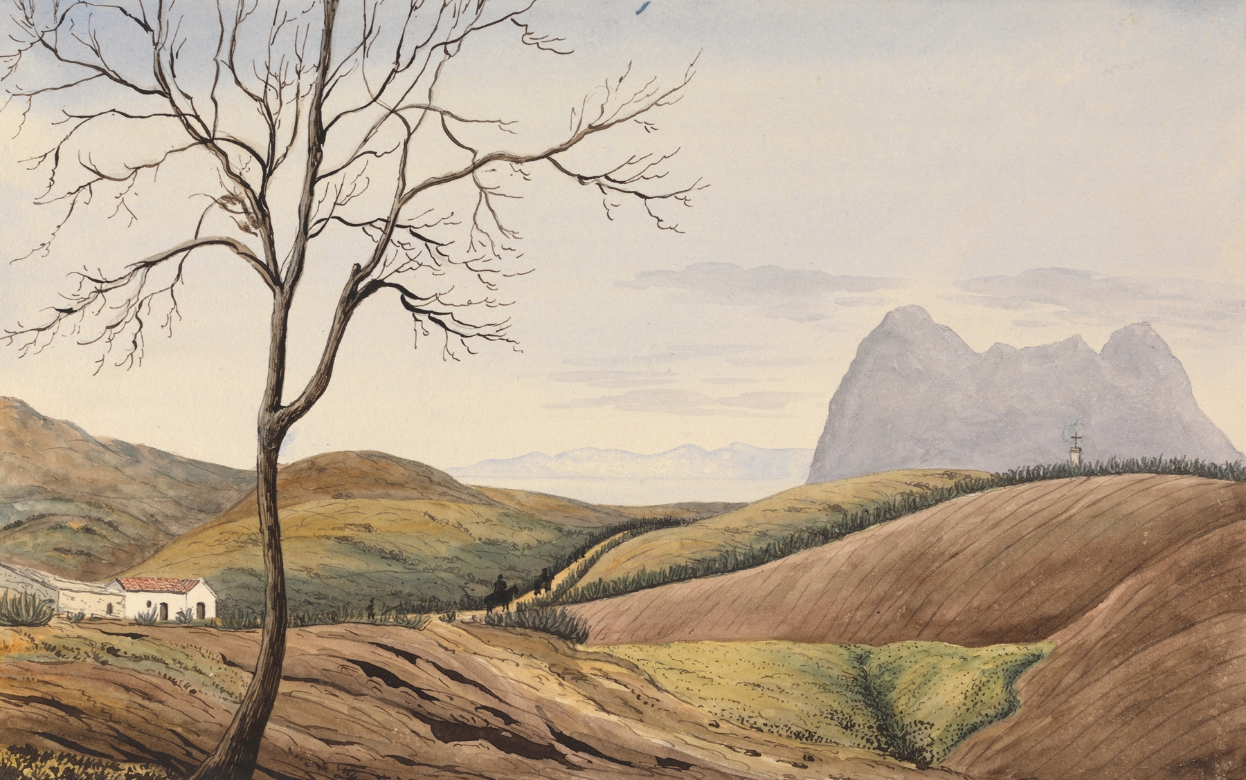 The Rock of Gibraltar from the Alameida at San Roque, by George Lothian Hall, public domain