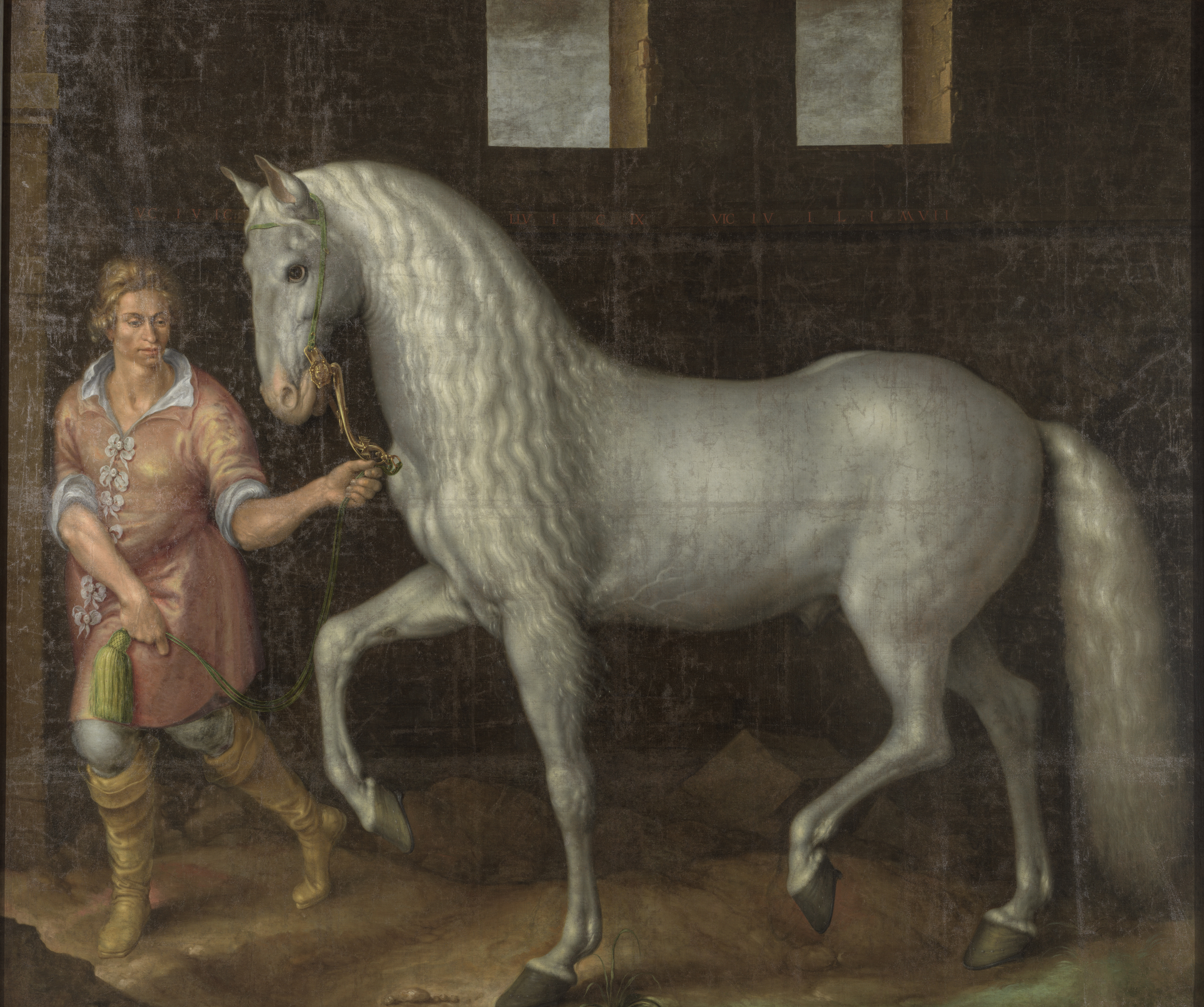 Spanish Warhorse oil painting by Jacques de Gheyn II showing a military stallion