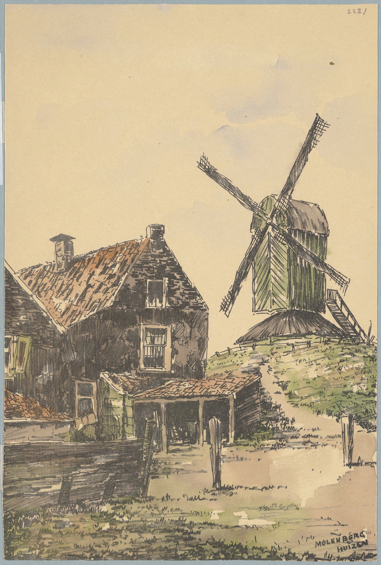 Landscape featuring a windmill, by Bob Brobbel, medium unknown