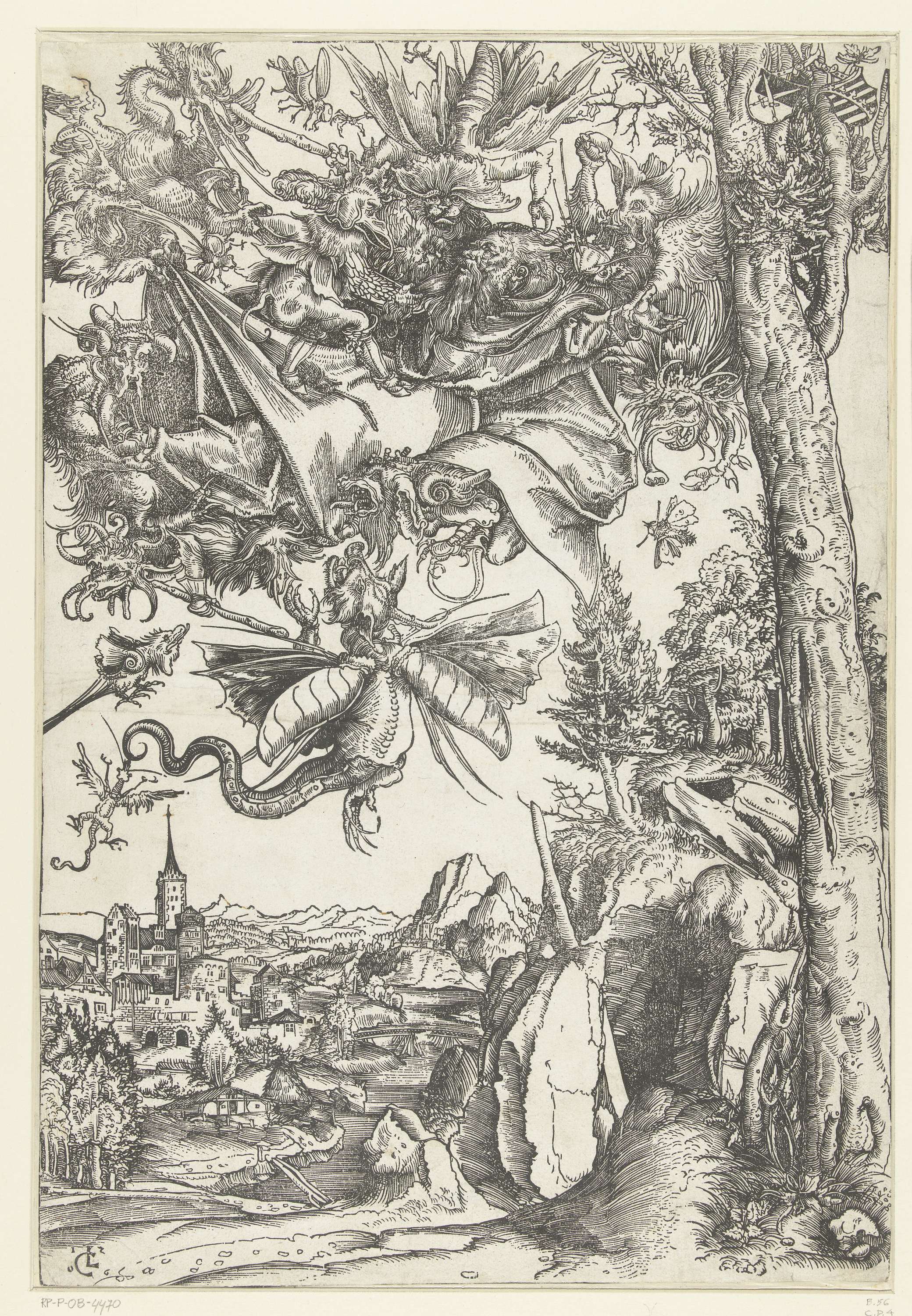 Verzoeking van Antonius met aanval door demonen, by Lucas Cranach (I), public domain