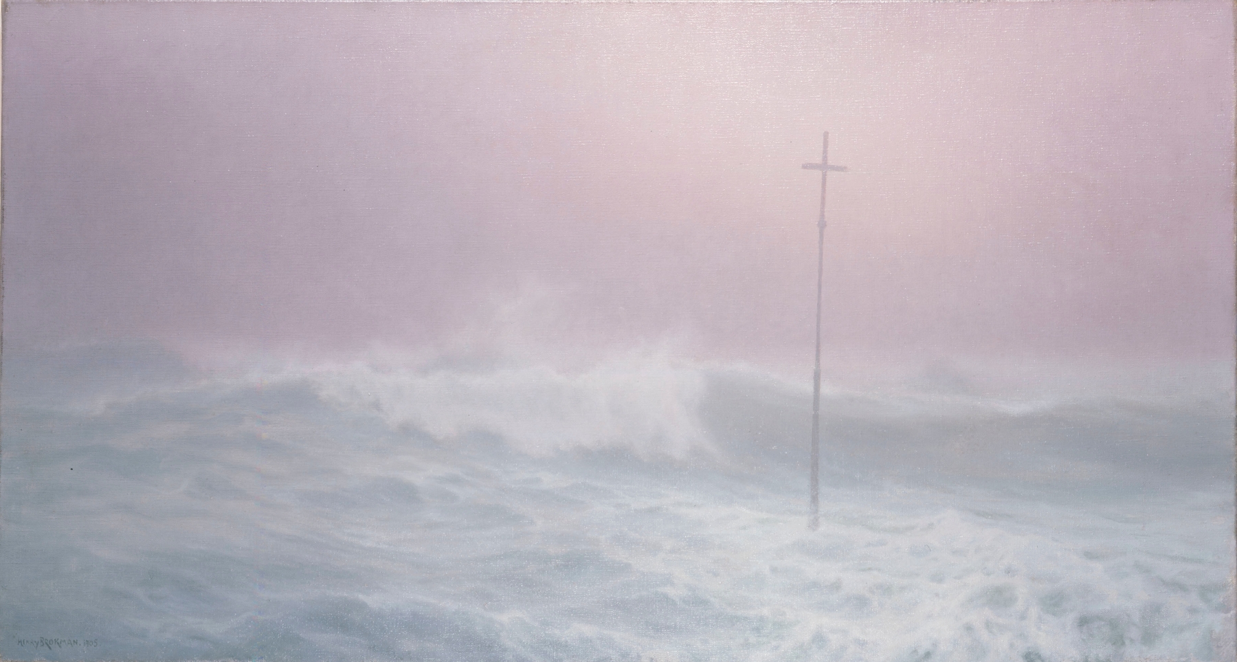 Landscape with a cross emerging from mist, by Henry Brokman, 1905