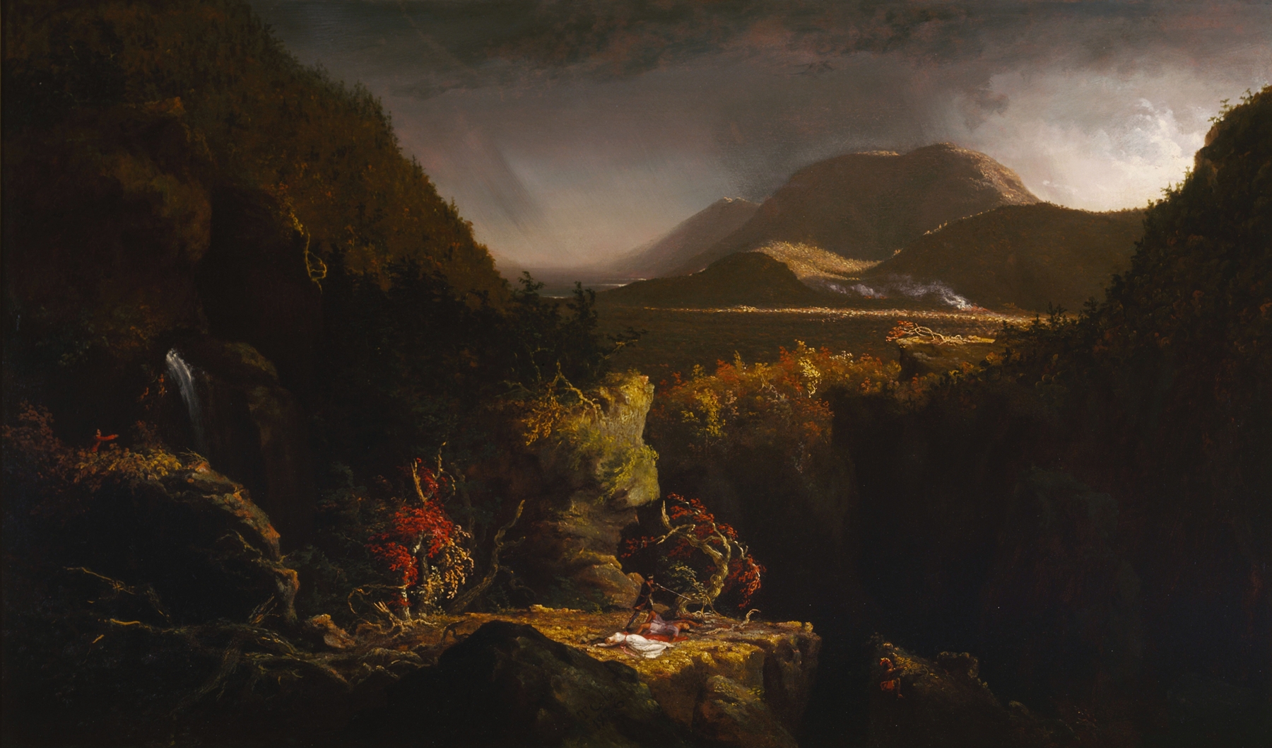 Landscape with Figures; A Scene from ‘The Last of the Mohicans’, by Thomas Cole, public domain