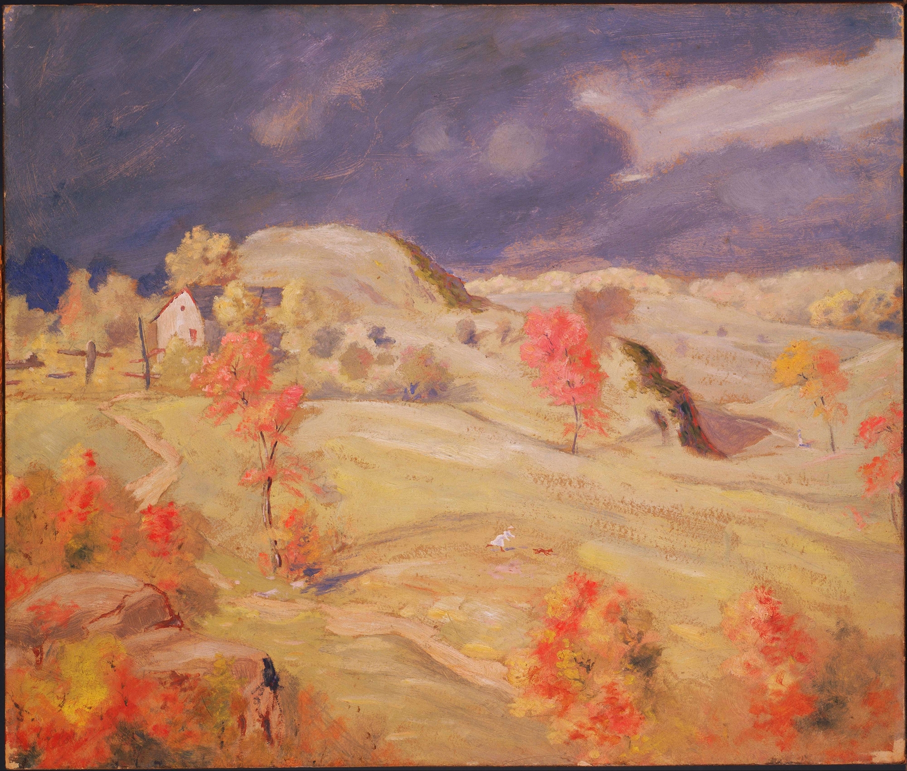 Approaching Storm by Louis Michel Eilshemius, oil on canvas depicting a stormy landscape with dark clouds.