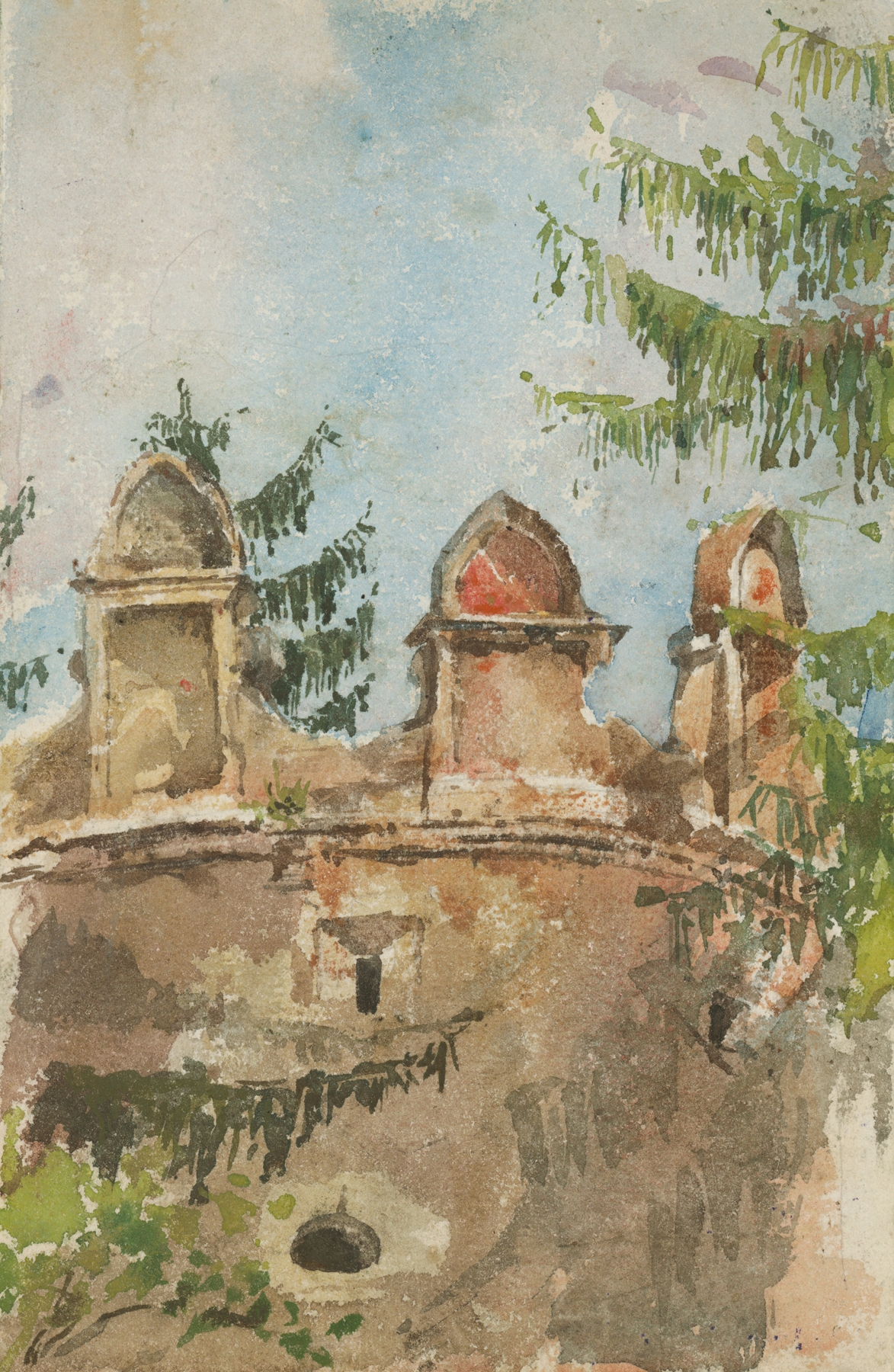 The tower of a manor house in Strážky, oil on canvas by Ladislav Mednyánszky