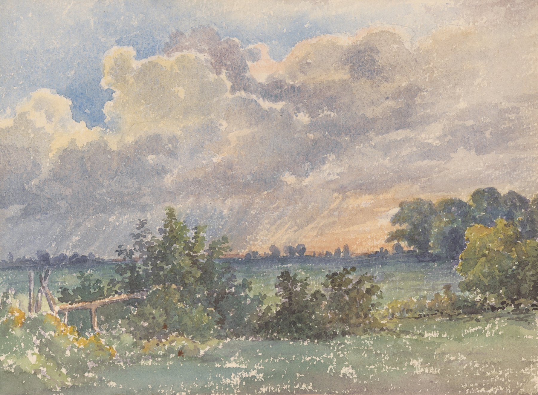 Landscape during sunset by Friedrich Carl von Scheidlin, oil painting