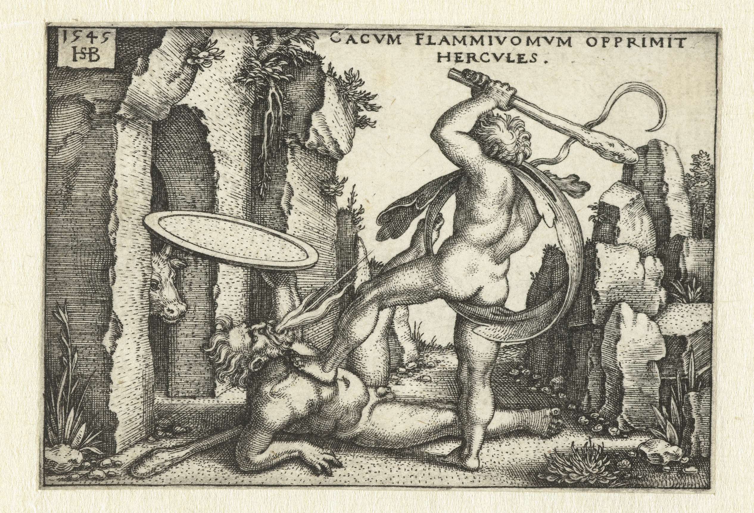 Hercules doodt Cacus, by Hans Sebald Beham, public domain