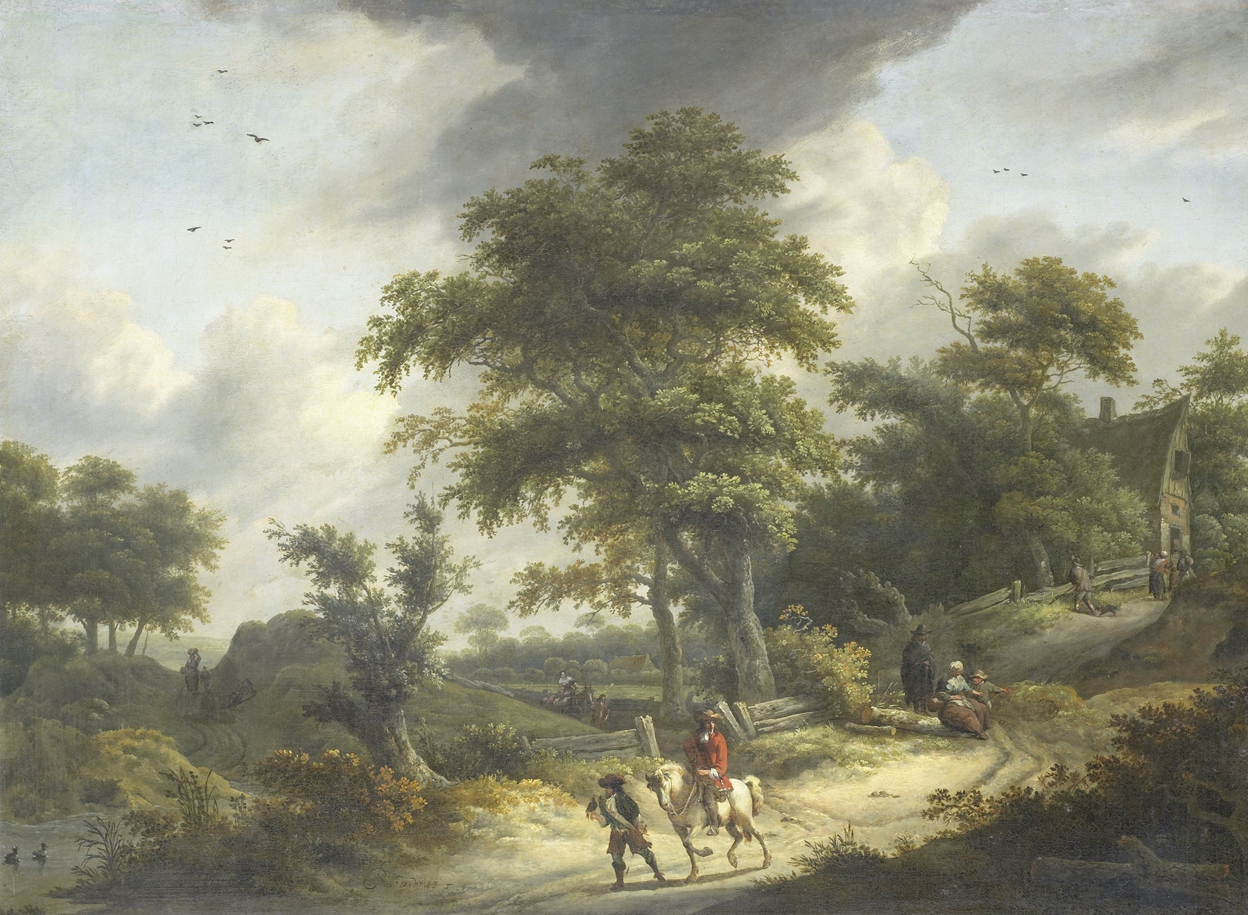 Landscape with Falconer, oil on canvas by Roelof Jansz. van Vries