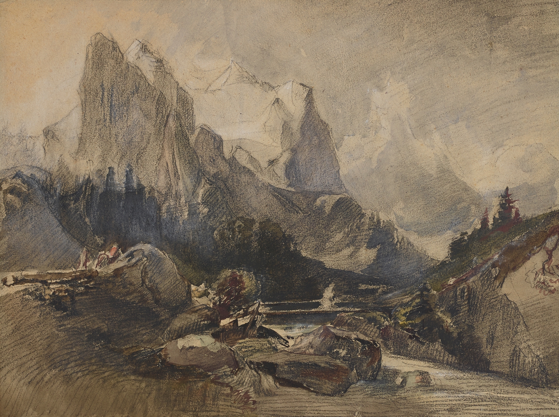Das Wetterhorn im Berner Oberland, by Alexandre Calame, public domain