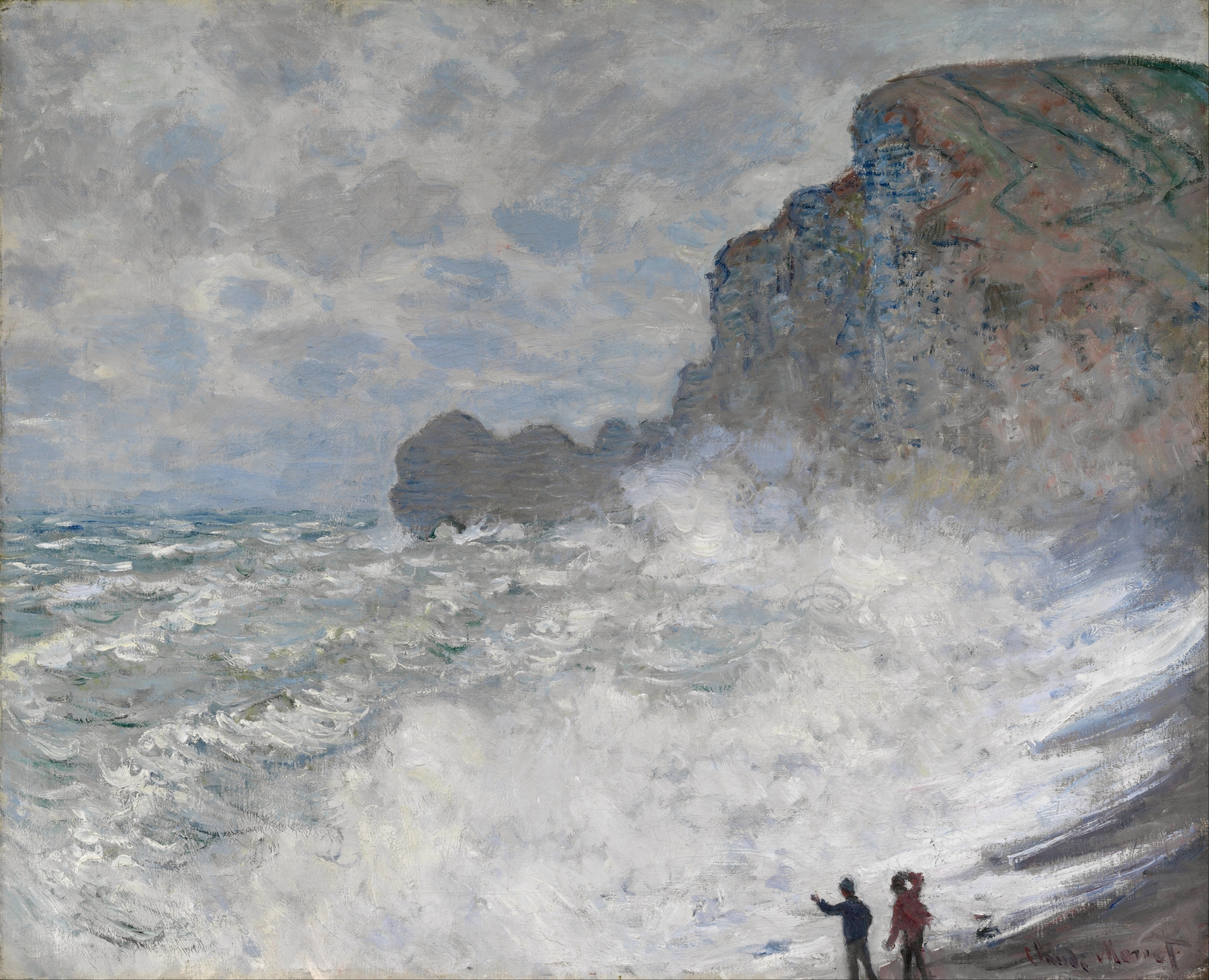 Rough Weather at Étretat, oil painting by Claude Monet showing tumultuous clouds and a restless sea