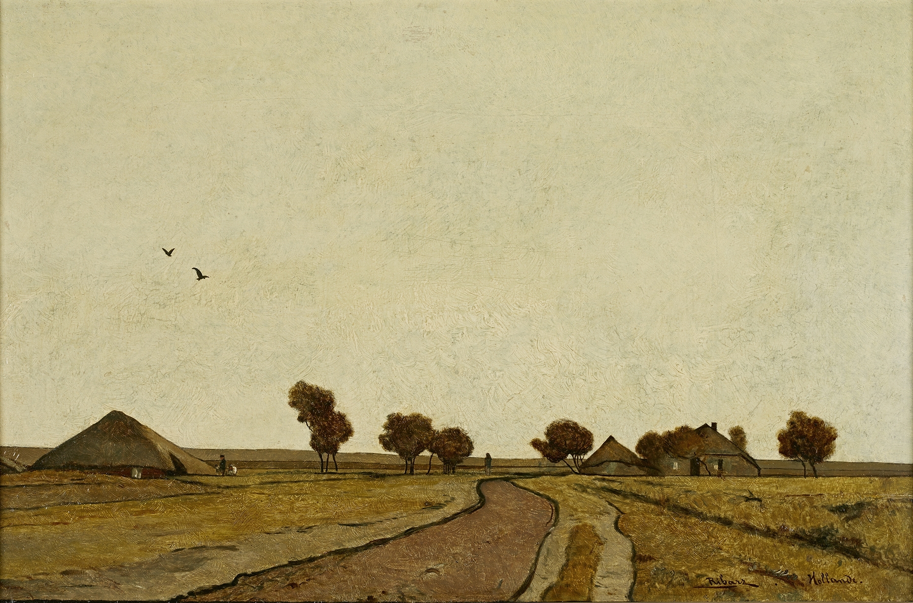 Holländische Landschaft mit Gehöften by Rudolf Ribarz, realism, depicting serene Dutch countryside.