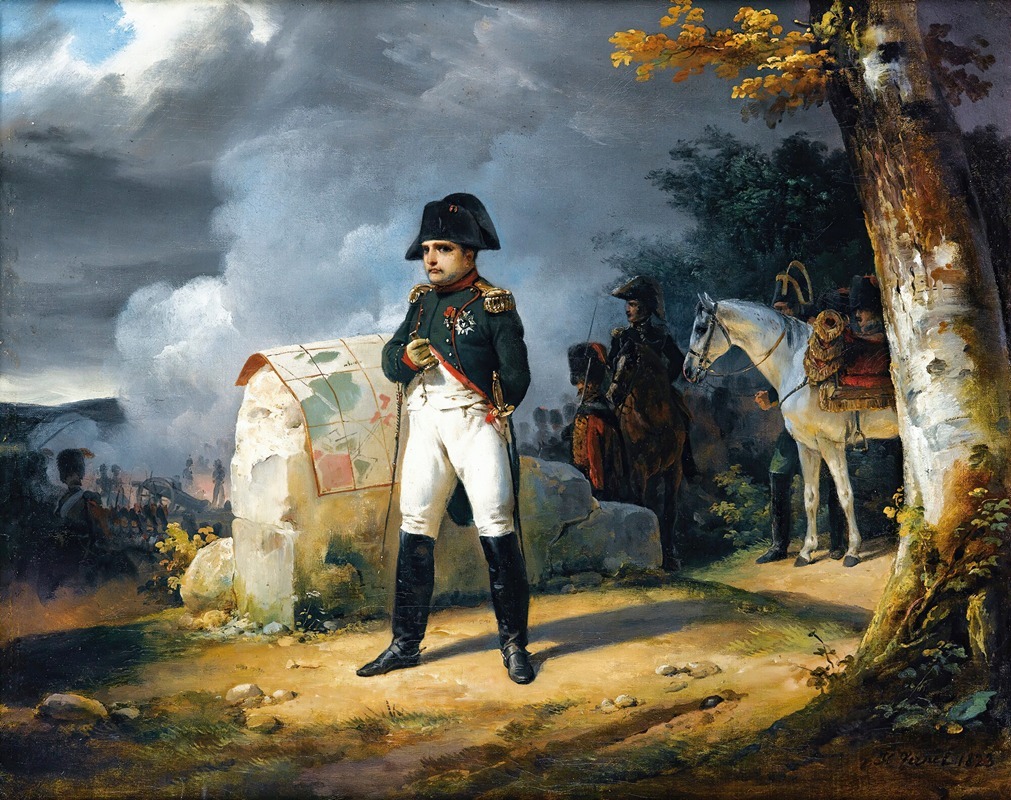 A historical painting depicting Napoleon in Charleroi.