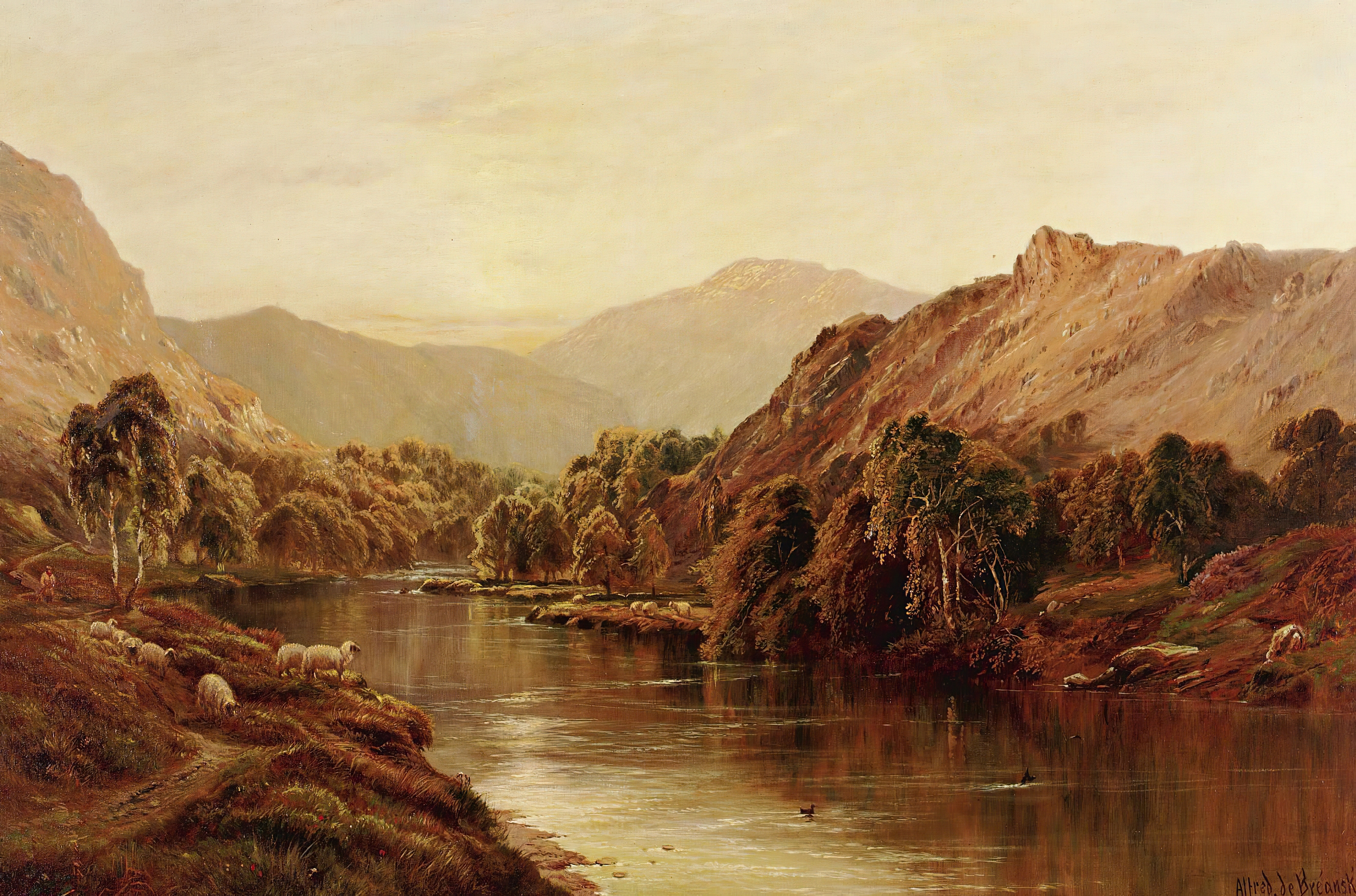 The Dee Near Balmoral, by Alfred de Bréanski, public domain