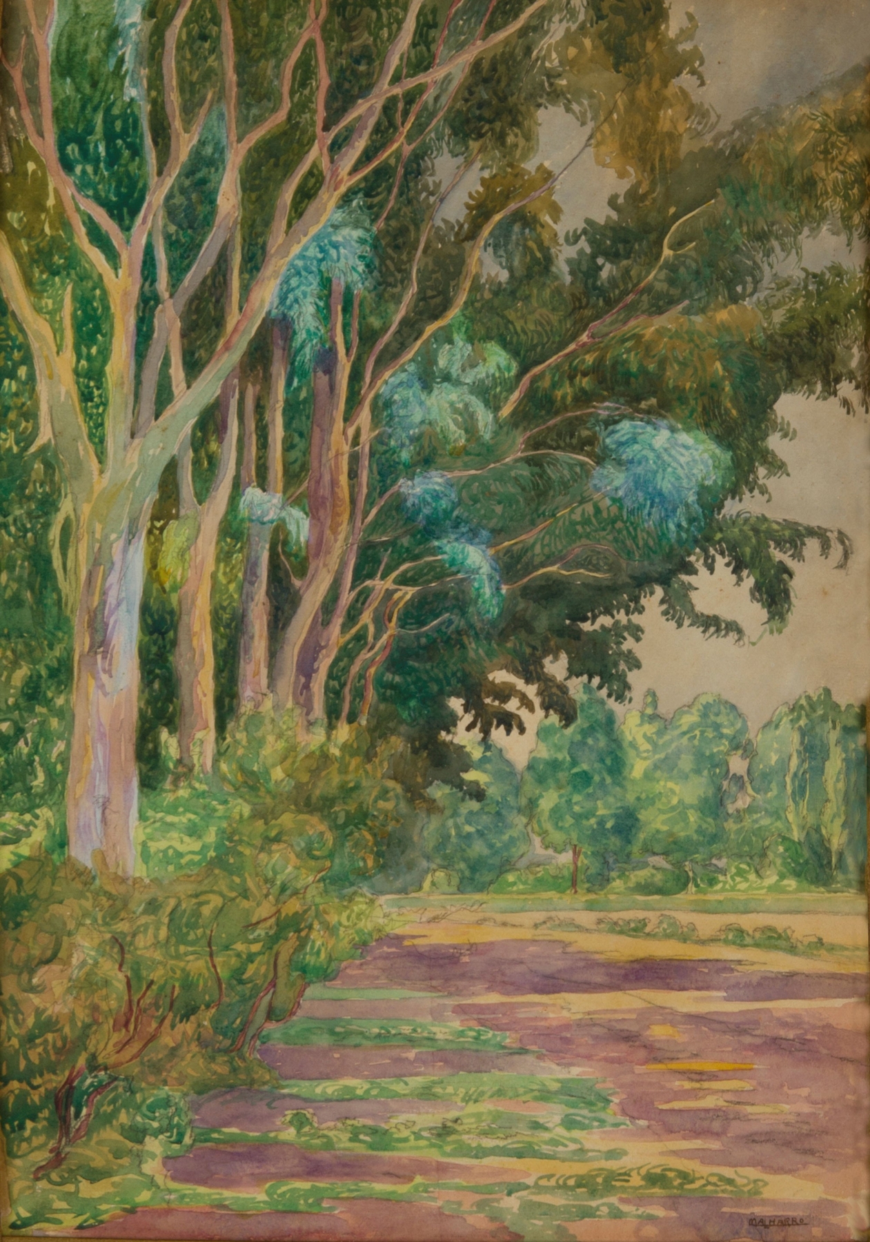 Landscape with rolling hills and golden light by Martín Malharro, 1907