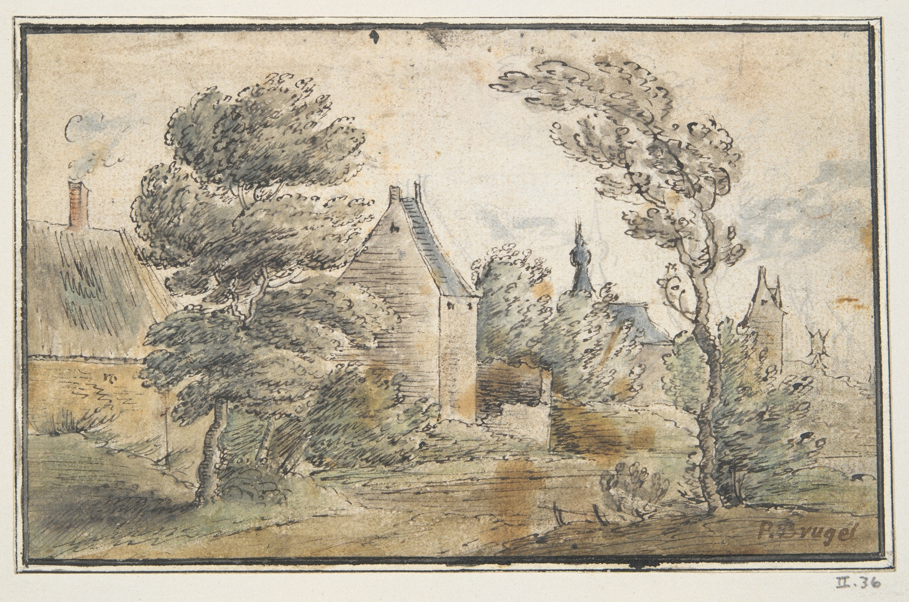Landscape with trees and houses, oil painting by Circle of Gillis Neyts
