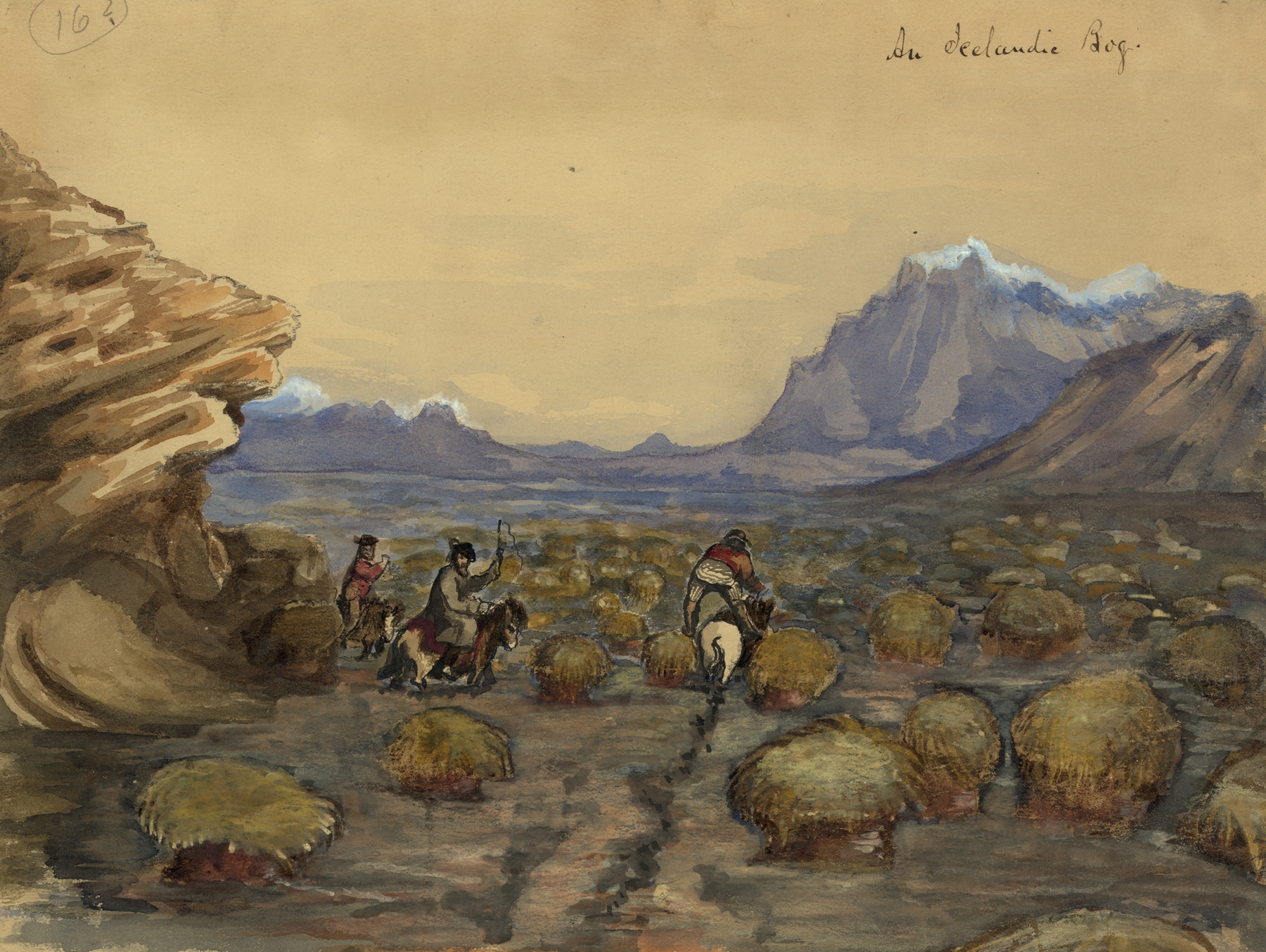Landscape of a bog with murky waters and a brooding sky by Bayard Taylor