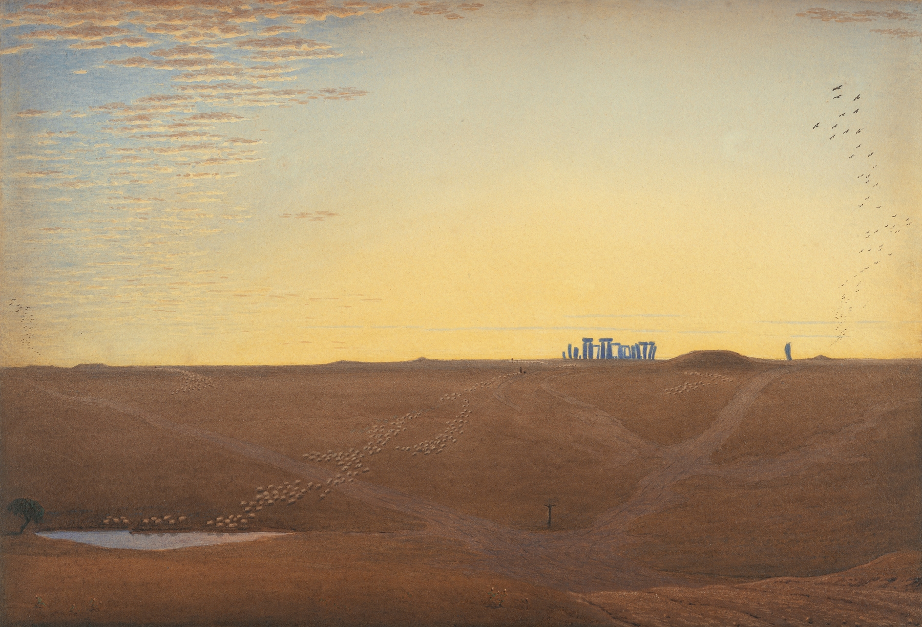 Twilight landscape with ancient stones by William Turner of Oxford, oil painting