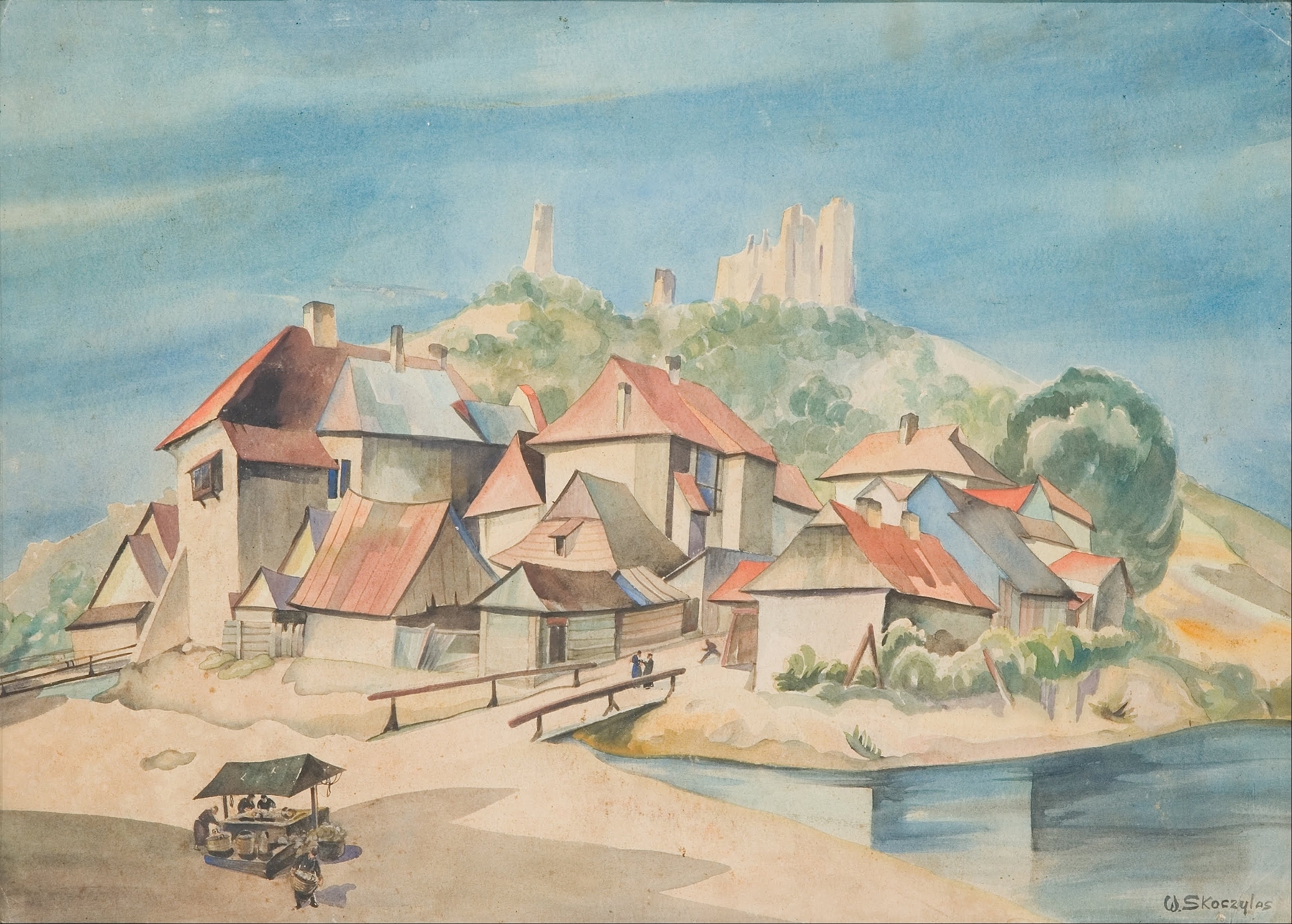 Widok Kazimierza nad Wisłą, oil on canvas by Władysław Skoczylas
