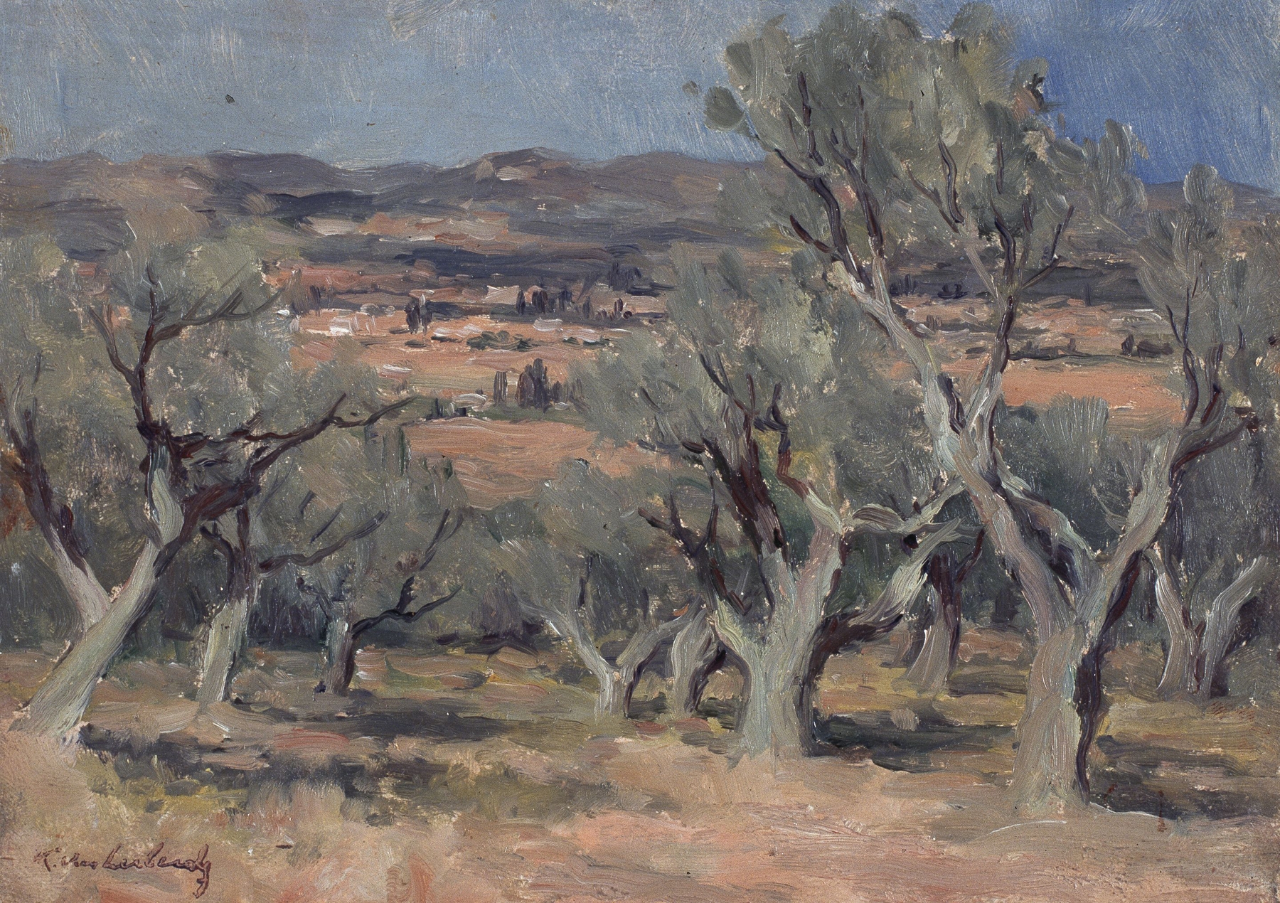 Southern Landscape with Olive Trees by Karel Van Lerberghe, oil painting