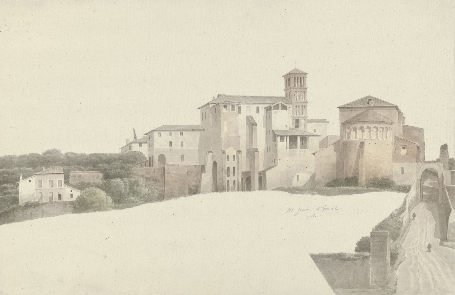 Basilica and Monastery of Santi Giovanni e Paolo in Rome, by Josephus Augustus Knip, public domain