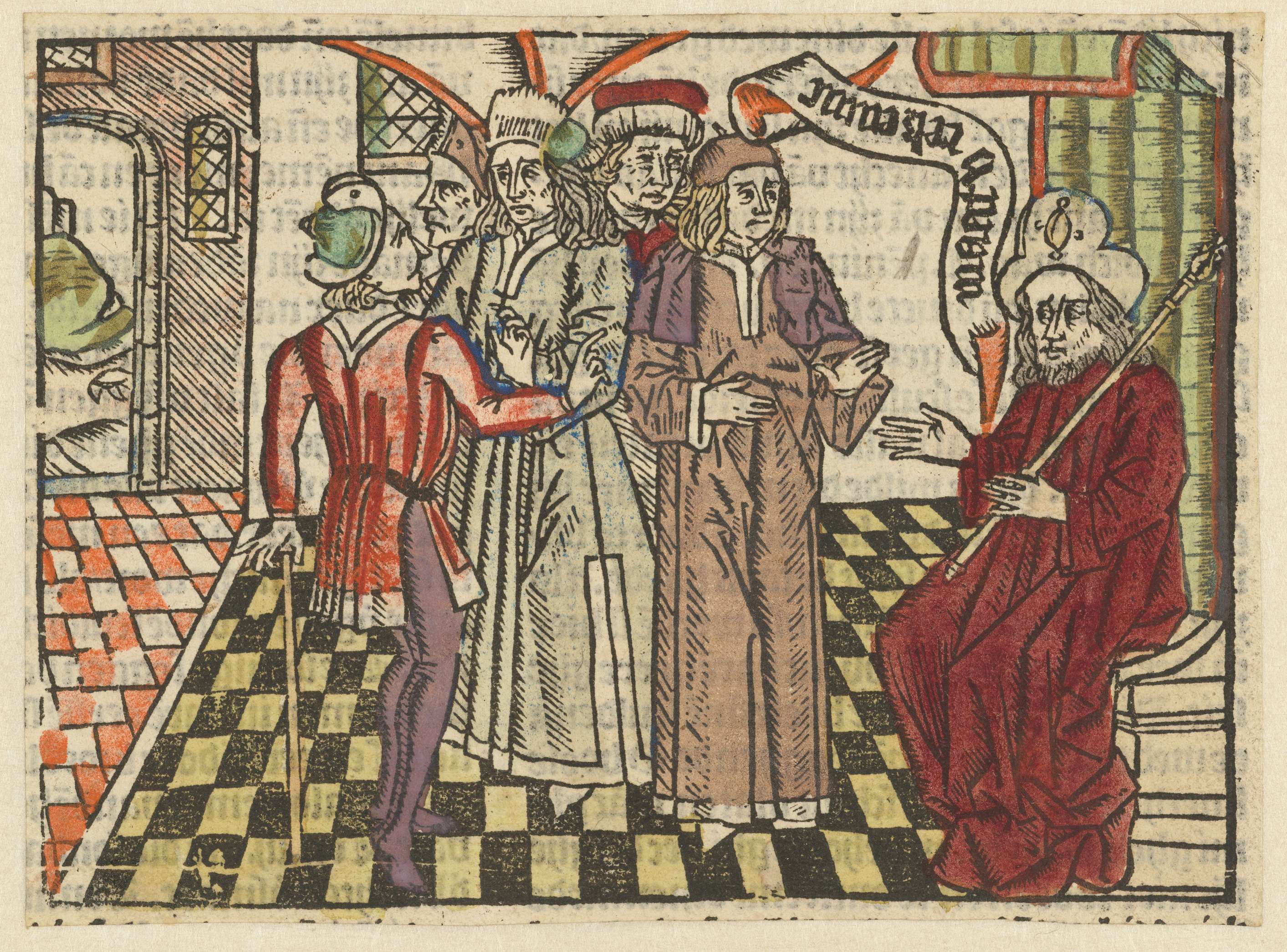 Religious scene with a king and servant, oil on panel by Meester van Antwerpen