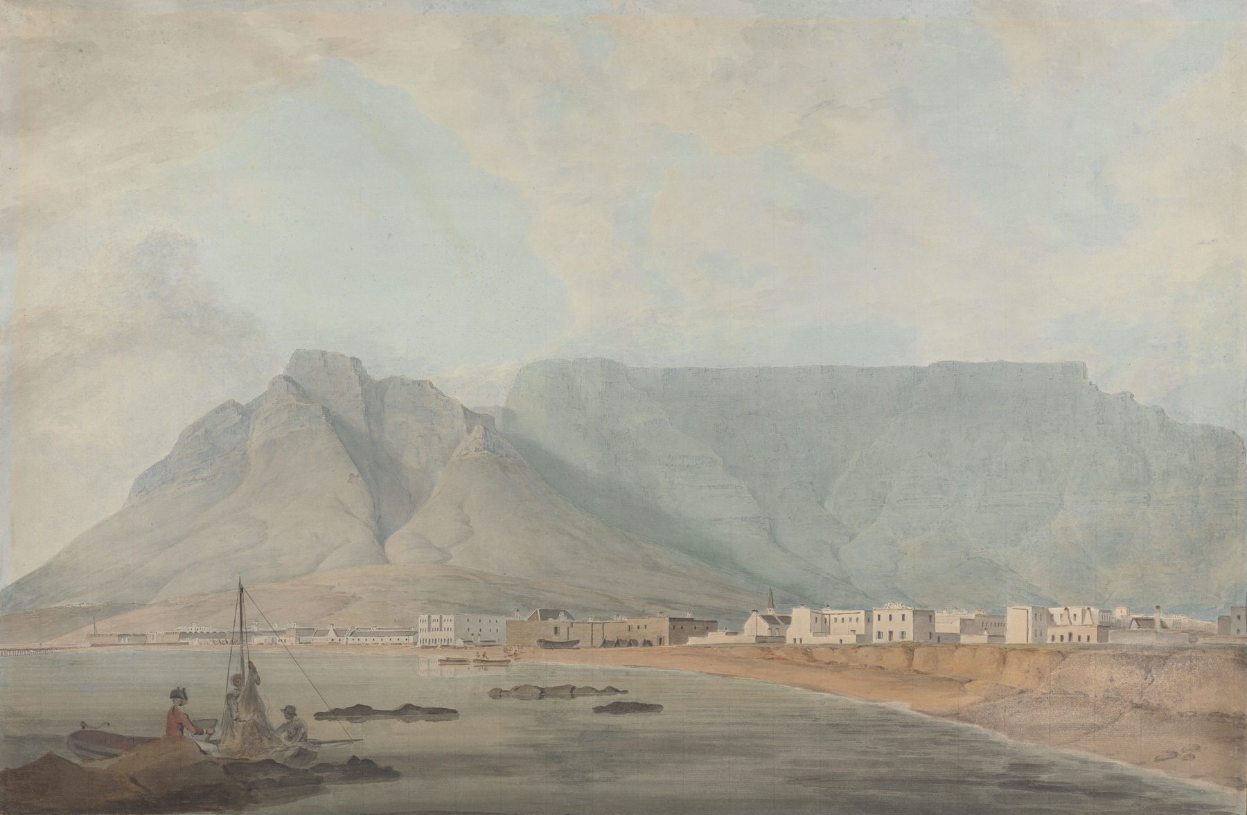 Cape Town by Samuel Davis, oil on canvas depicting a serene cityscape under a cobalt sky.
