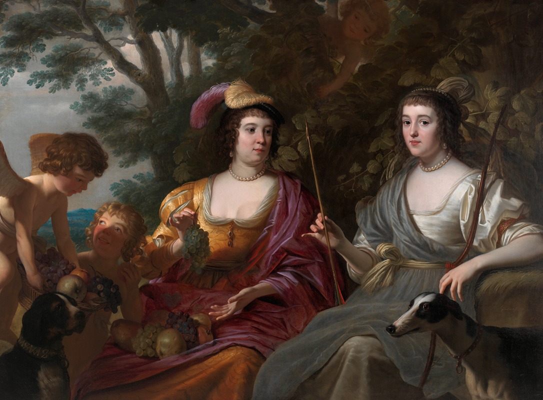 A double portrait featuring Amalia van Solms and Charlotte de La Trémoïlle by Gerard van Honthorst.
