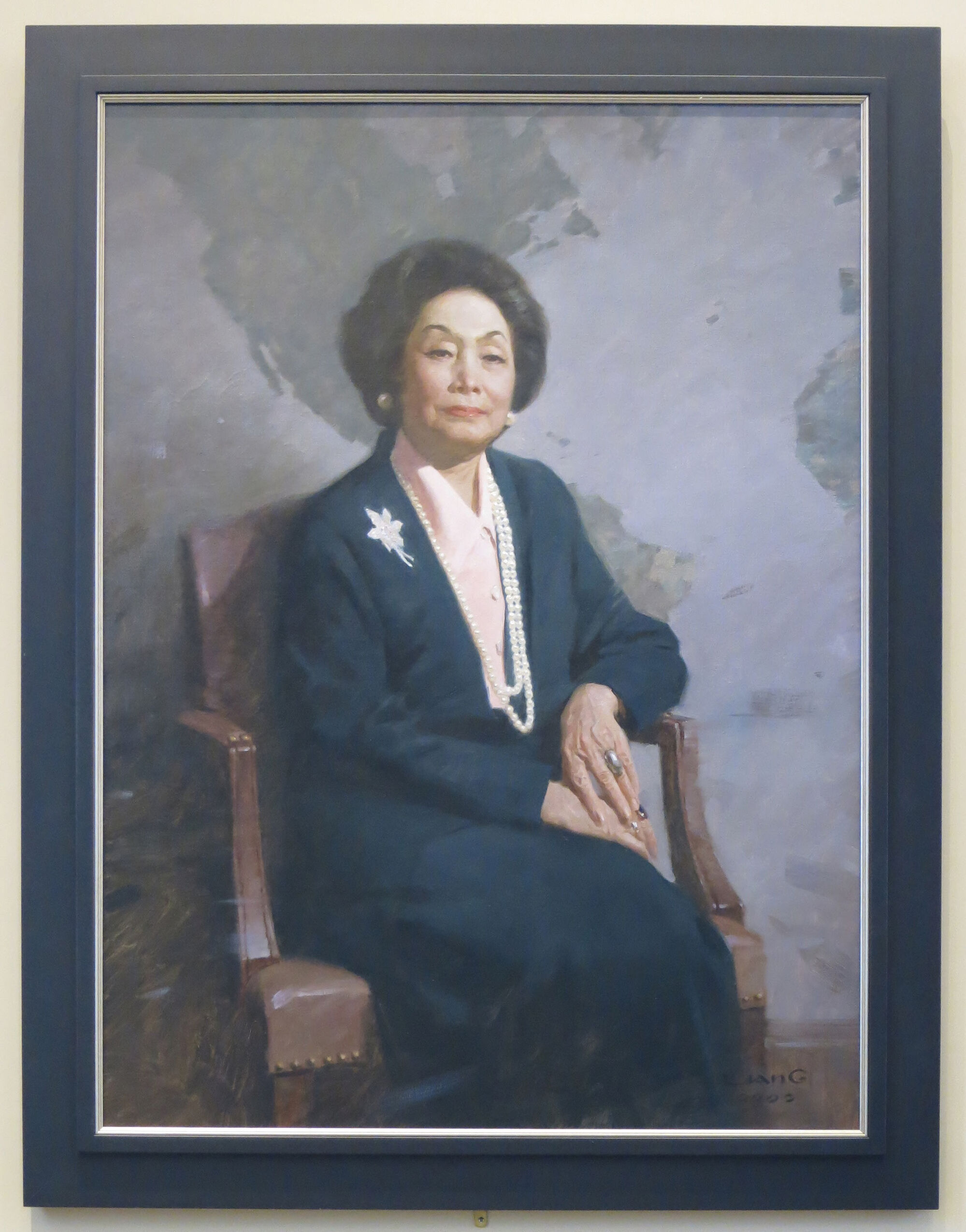 Portrait of Anna Chennault, oil on canvas by Zhuo Shu Liang