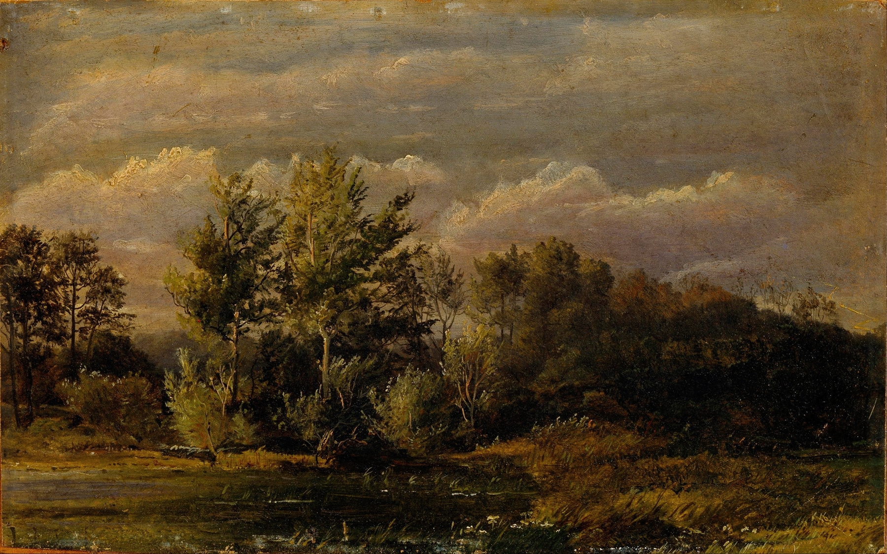 A forest lake surrounded by birches, oil on canvas by Dankvart Dreyer
