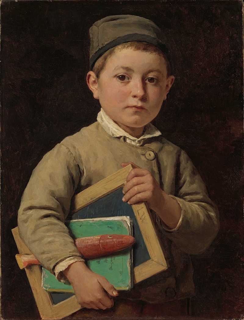 A depiction of a schoolboy by Albert Anker.