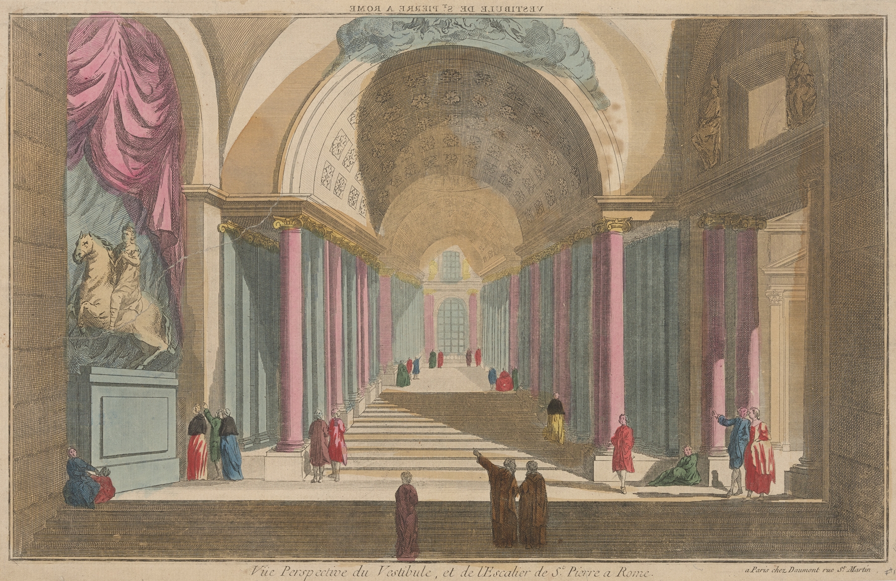 Perspective View of the Vestibule and Staircase of St. Peter’s, Baroque style, Unknown Artist