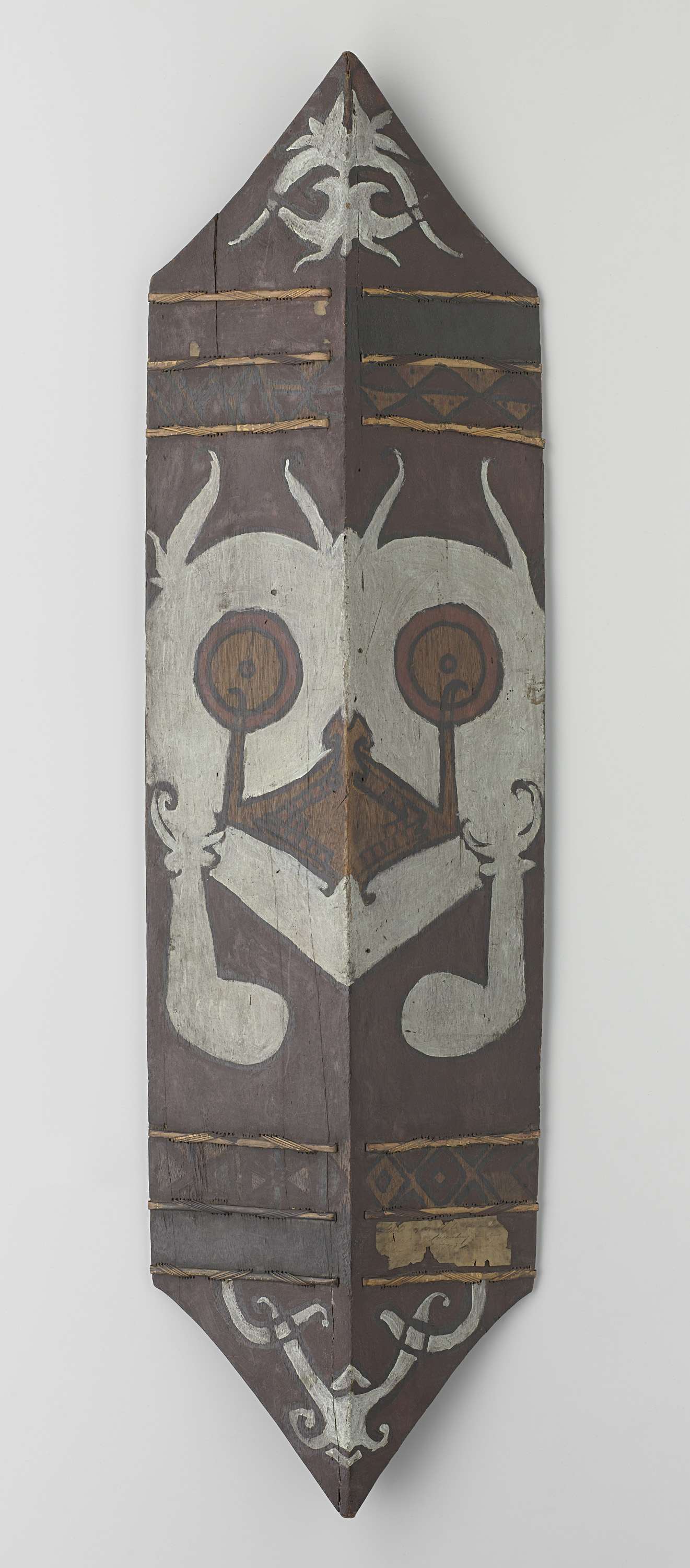 Acehnese Shield, paint, unknown artist, depicting a historical battle scene.