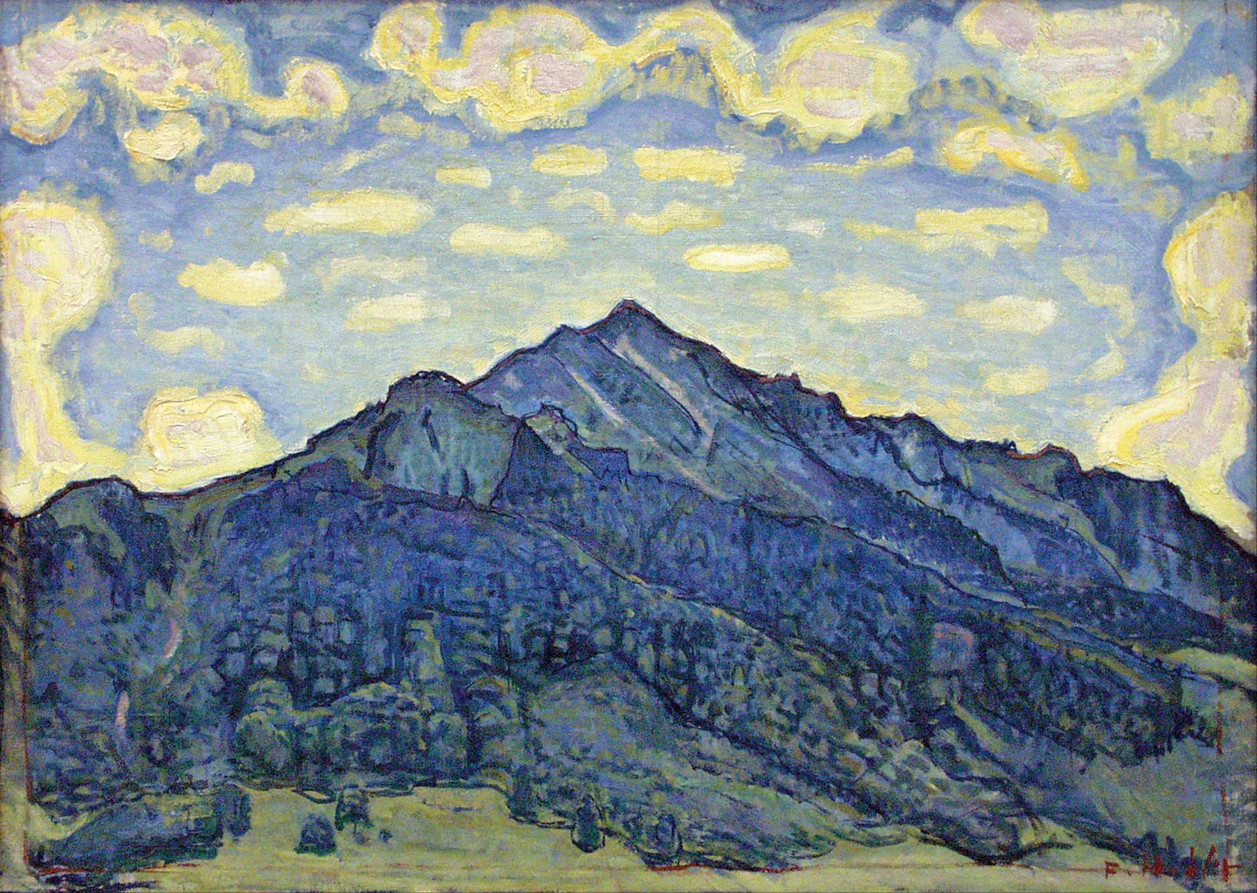 Landschaft in den Schweizer Alpen by Ferdinand Hodler, oil on canvas depicting Swiss mountains and light.