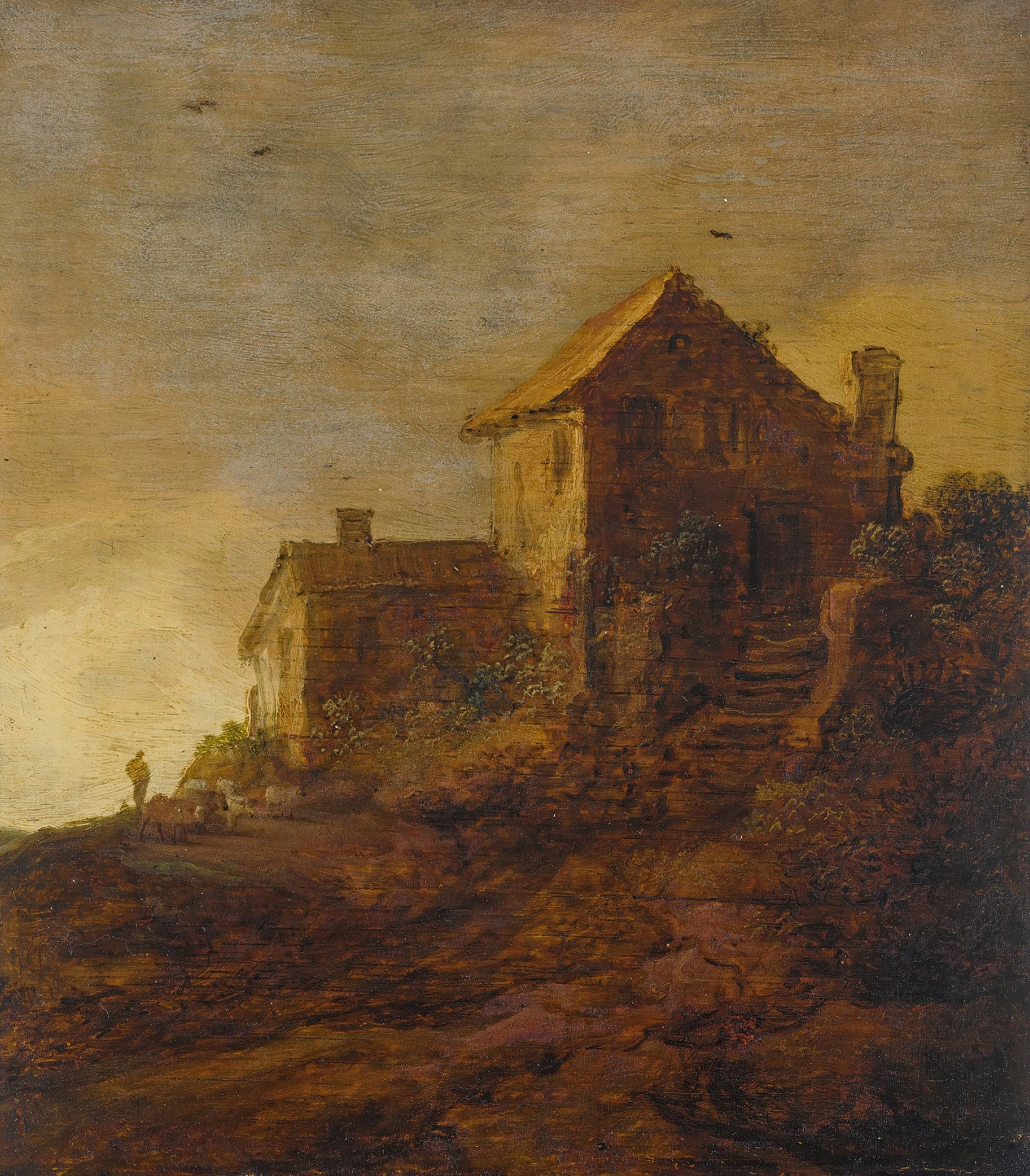 Landscape with a cottage, by Pieter de Molijn, public domain